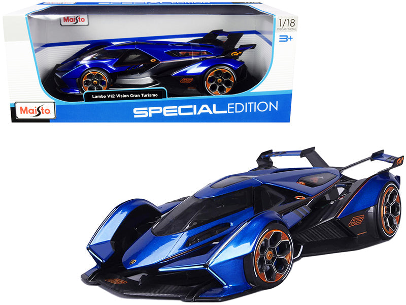 Lamborghini V12 Vision Gran Turismo Blue Metallic 1/18 Diecast Model Car by Maisto free shipping USA