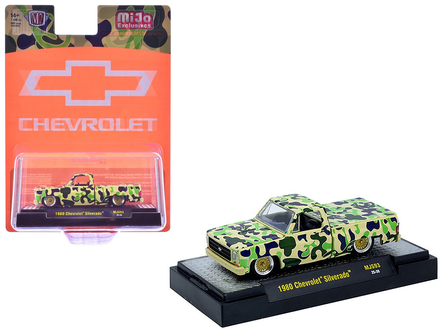 1980 Chevrolet Silverado Pickup Truck Camouflage Limited Edition to 7480 pieces Worldwide 1/64 Diecast Model Car by M2 Machines free shipping USA