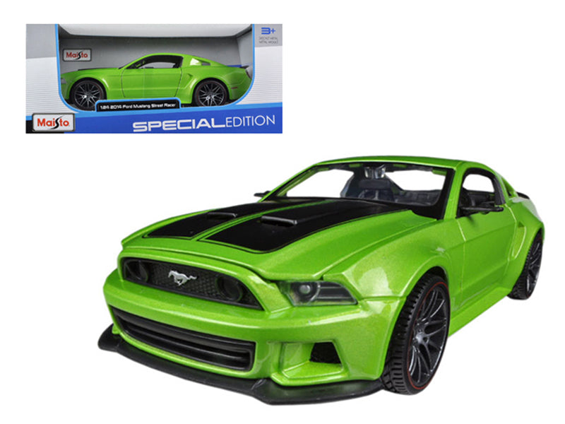 2014 Ford Mustang "Street Racer" Green Metallic with Black Stripes "Special Edition" Series 1/24 Diecast Model Car by Maisto free shipping USA