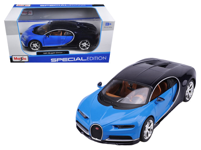 Bugatti Chiron Blue and Dark Blue 1/24 Diecast Model Car by Maisto free shipping USA
