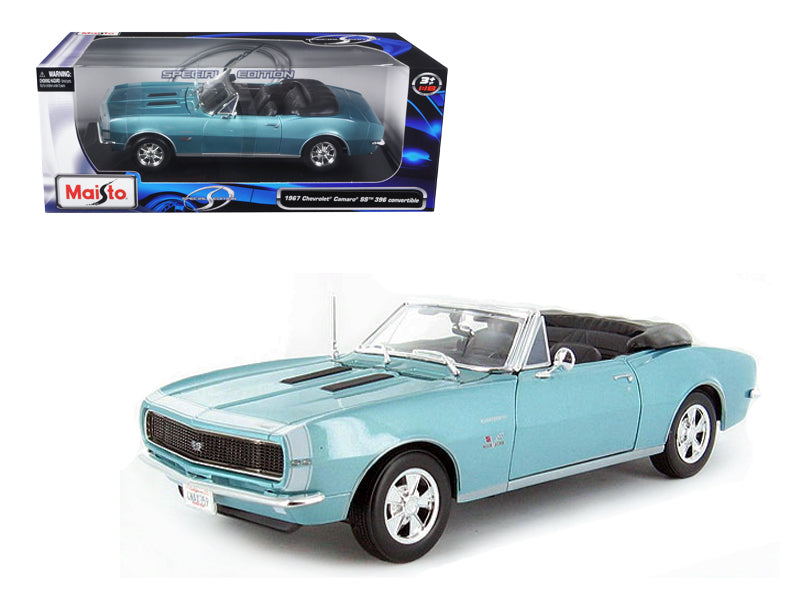 1967 Chevrolet Camaro SS 396 Convertible Turquoise 1/18 Diecast Model Car by Maisto free shipping USA