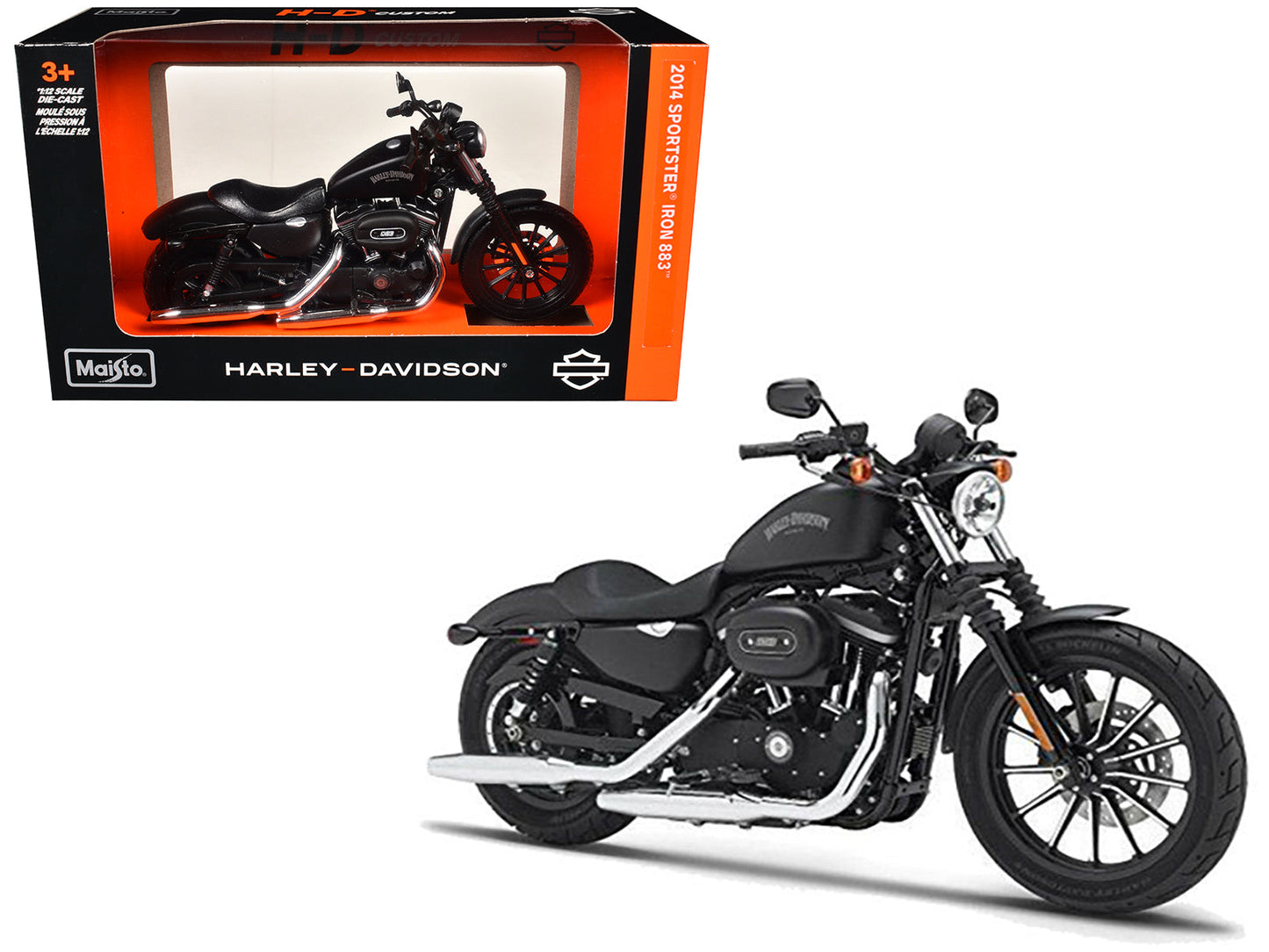 2014 Harley Davidson Sportster Iron 883 1/12 Diecast Motorcycle Model by Maisto free shipping USA
