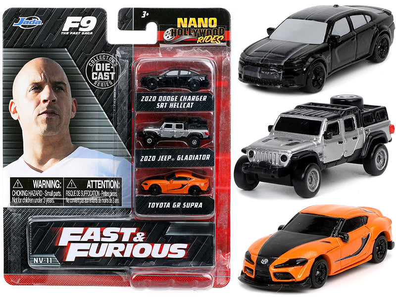 "Fast & Furious 9" (2021) Movie 3 piece Set "Nano Hollywood Rides" Series Diecast Model Cars by Jada free shipping USA