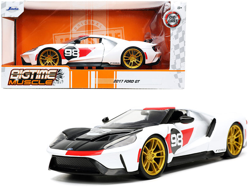 2021 Ford Gt #98 White "Heritage Edition" "Bigtime Muscle" Series 1/24 Diecast Model Car by Jada free shipping USA