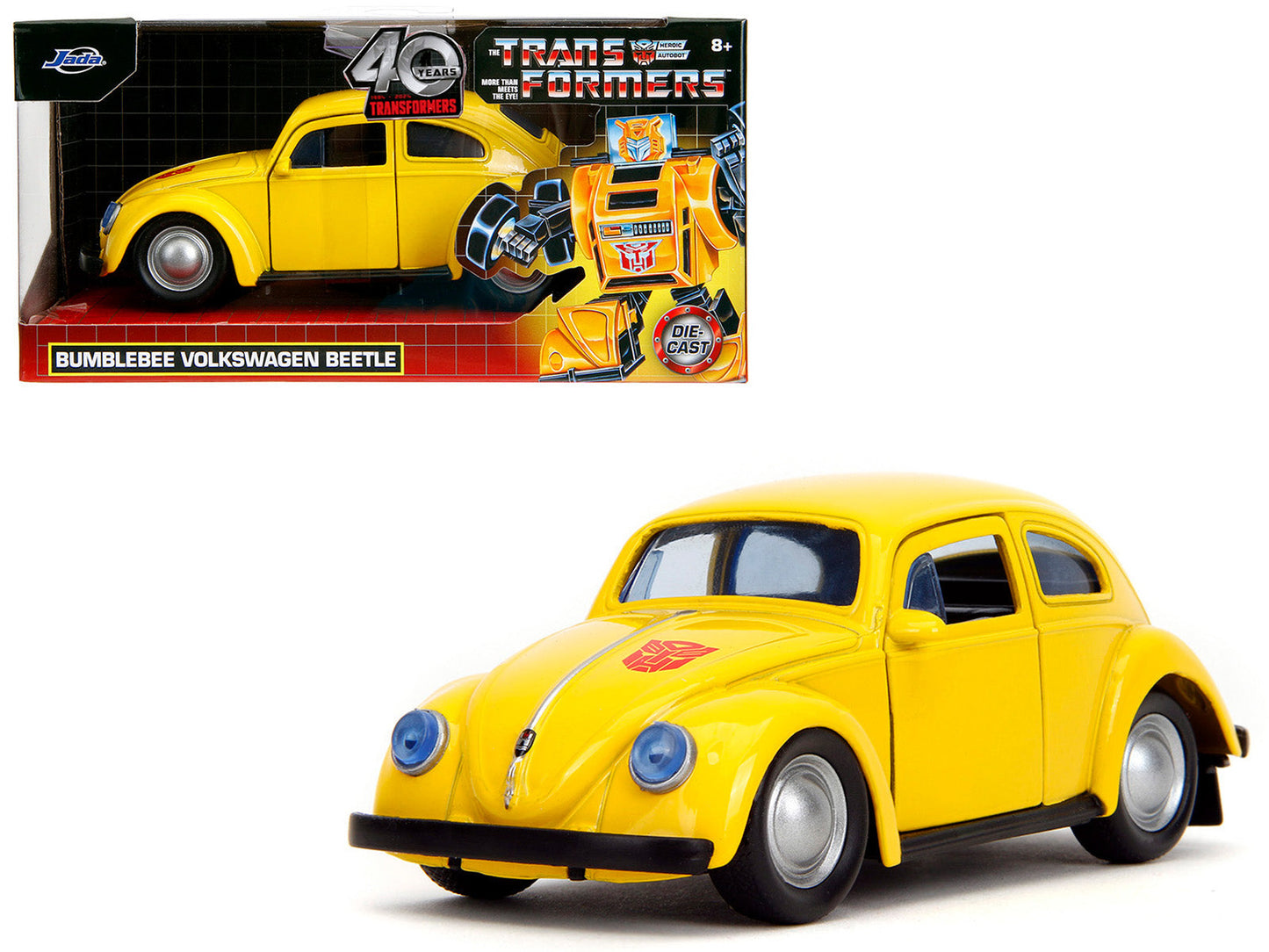 Volkswagen Beetle "Bumblebee" Yellow "Transformers" "Hollywood Rides" Series 1/32 Diecast Model Car by Jada free shipping USA