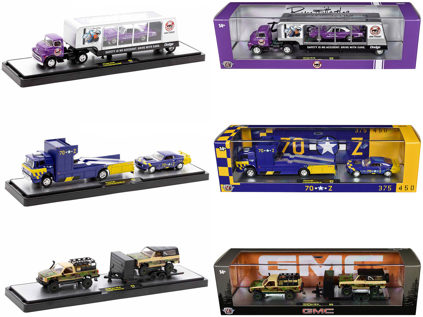 Auto Haulers Set of 3 Trucks Release 75 Limited Edition to 8000 pieces Worldwide 1/64 Diecast Models by M2 Machines free shipping USA
