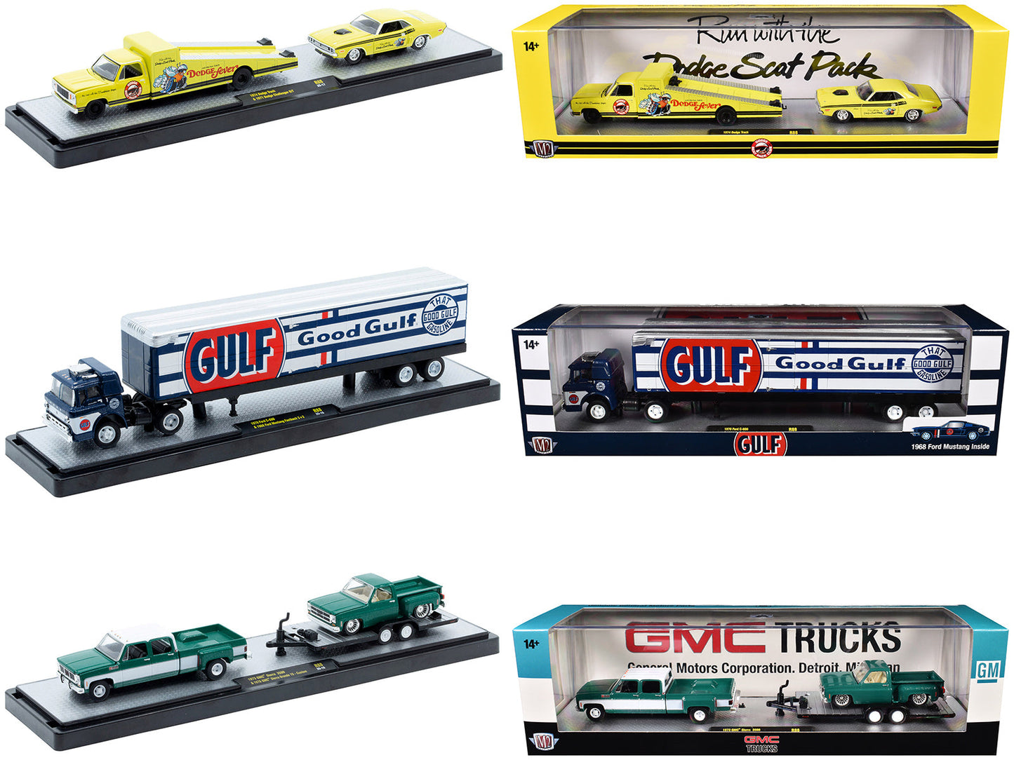 Auto Haulers Set of 3 Trucks Release 88 Limited Edition to 9600 pieces Worldwide 1/64 Diecast Models by M2 Machines free shipping USA