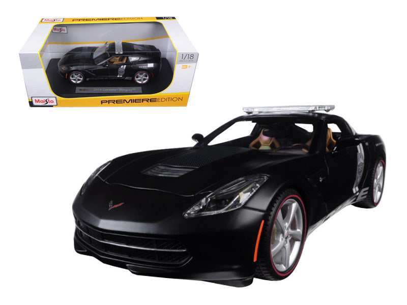 2014 Chevrolet Corvette C7 Stingray Police Matt Black 1/18 Diecast Model Car by Maisto free shipping USA