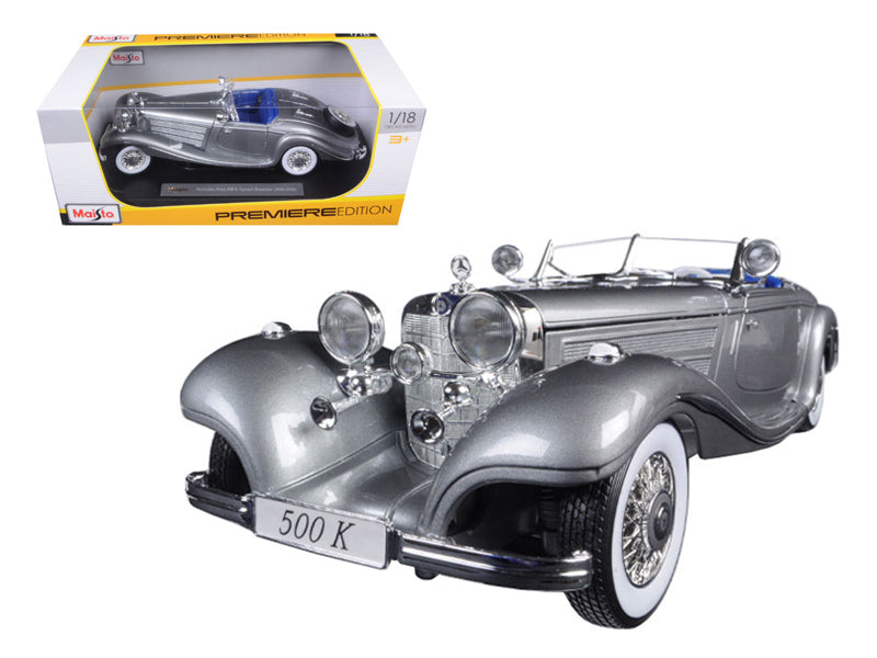 1936 Mercedes 500K Special Roadster Grey 1/18 Diecast Model Car by Maisto free shipping USA