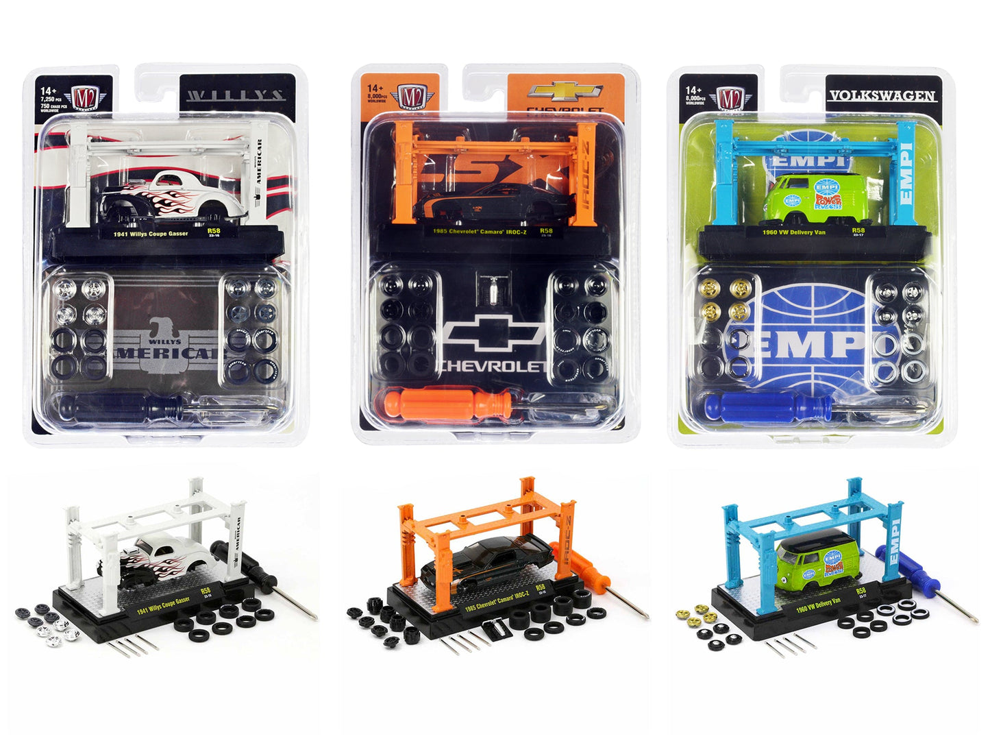 Model Kit 3 piece Car Set Release 58 Limited Edition to 8000 pieces Worldwide 1/64 Diecast Model Cars by M2 Machines free shipping USA