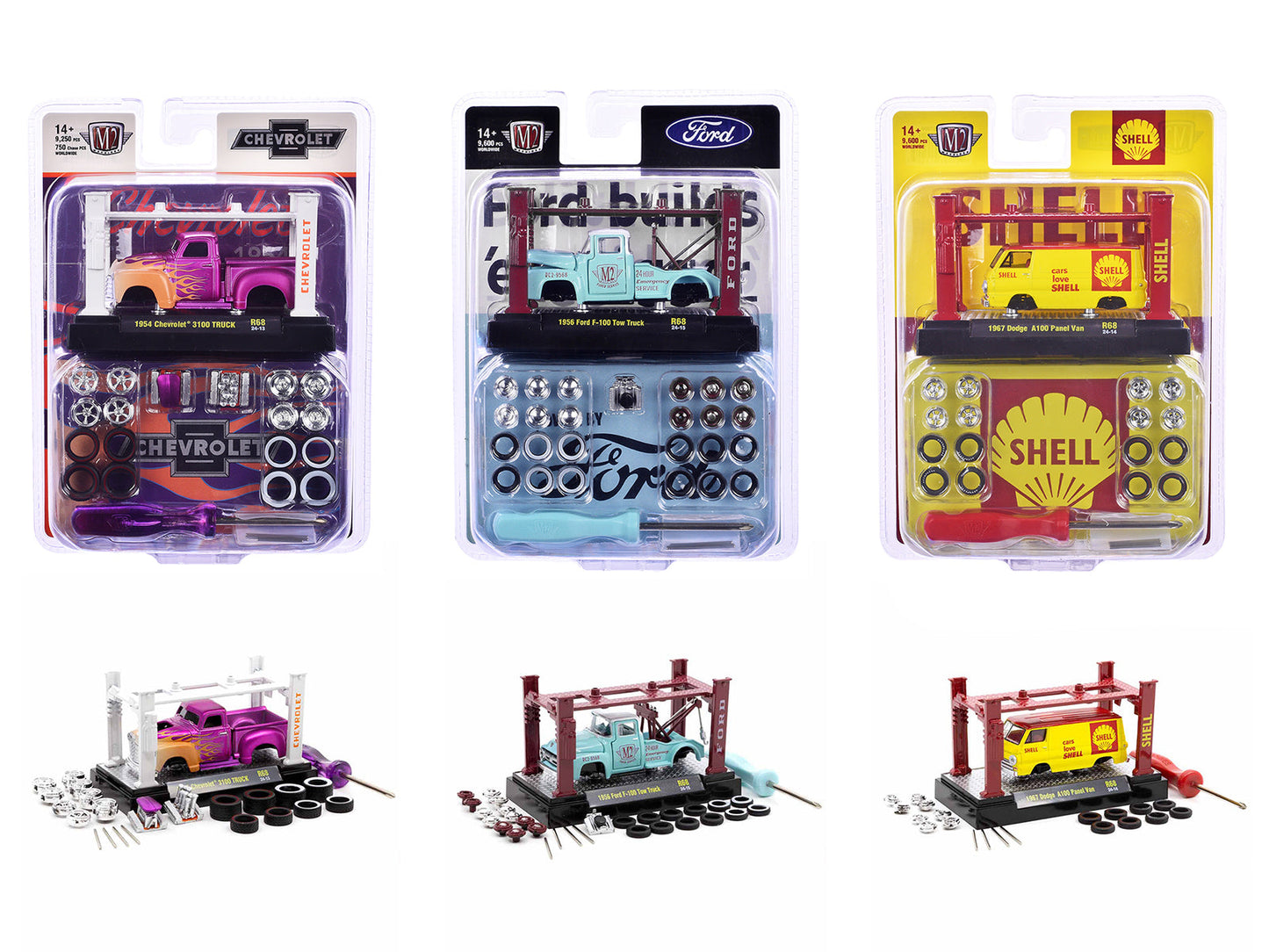 Model Kit 3 piece Car Set Release 68 Limited Edition to 9600 pieces Worldwide 1/64 Diecast Model Cars by M2 Machines free shipping USA