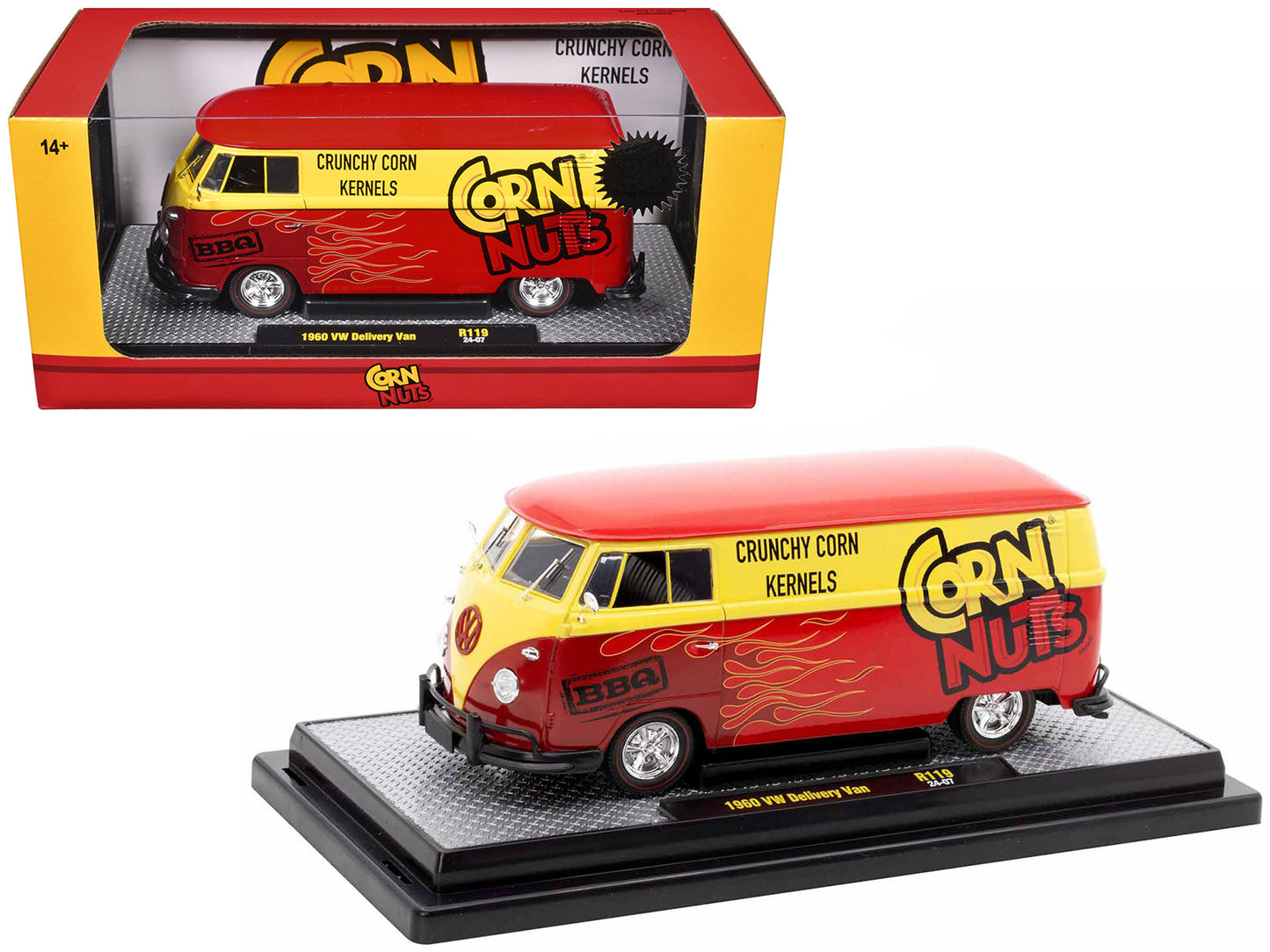 1960 Volkswagen Delivery Van Red and Yellow "Corn Nuts BBQ" Limited Edition to 6250 pieces Worldwide 1/24 Diecast Model Car by M2 Machines free shipping USA