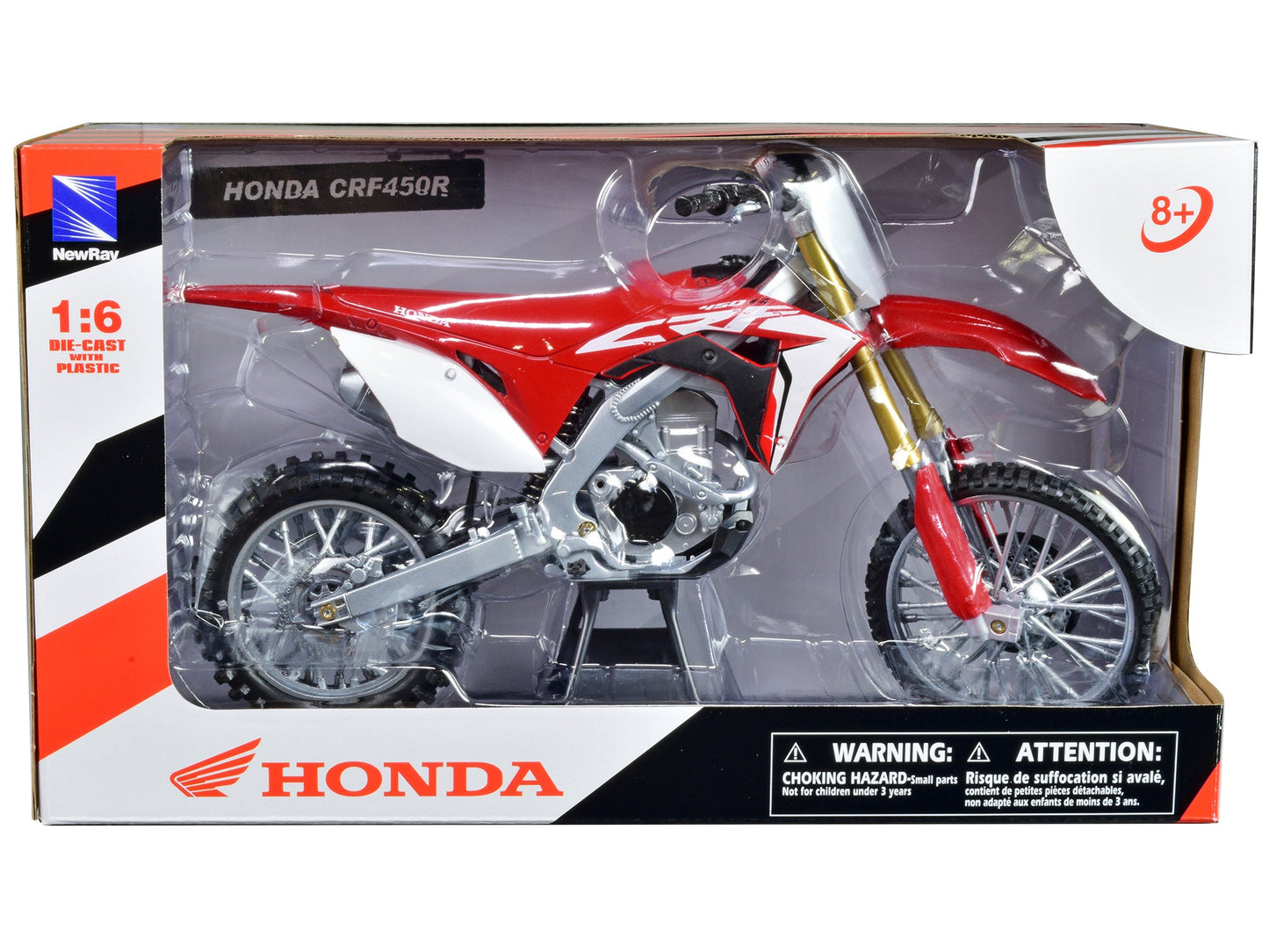 Honda CRF450R Dirt Bike Motorcycle Red and White 1/6 Diecast Model by New Ray free shipping USA