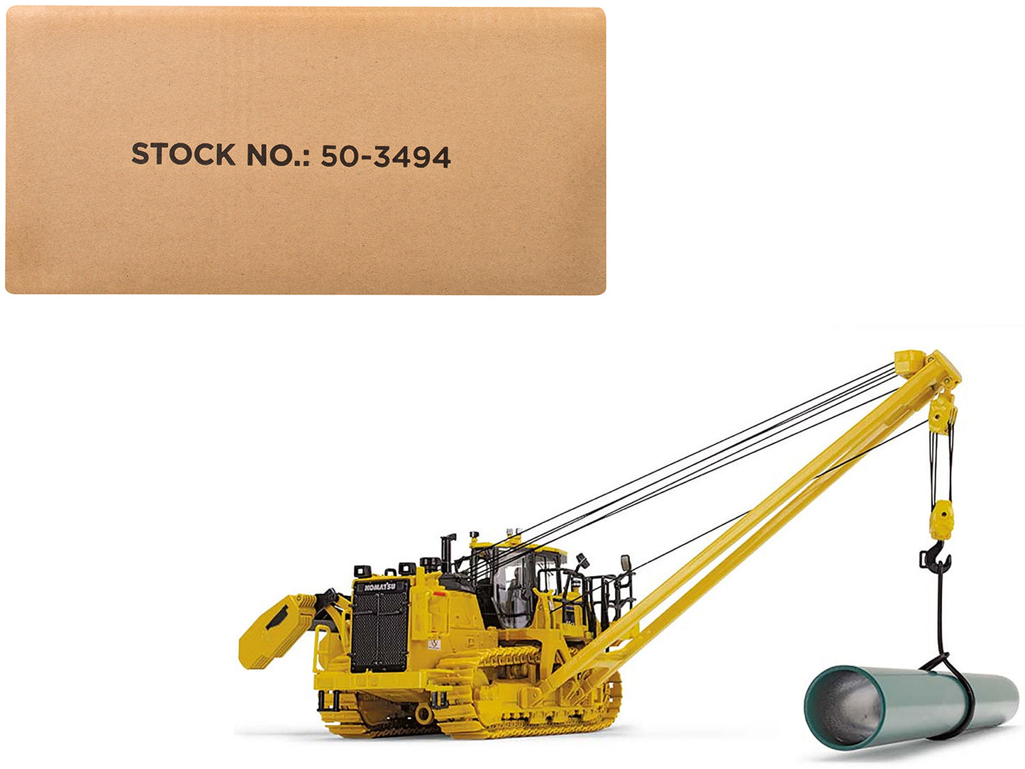 Komatsu D155CX-8 With K170 Pipelayer Yellow with Accessories 1/50 Diecast Model by First Gear free shipping USA
