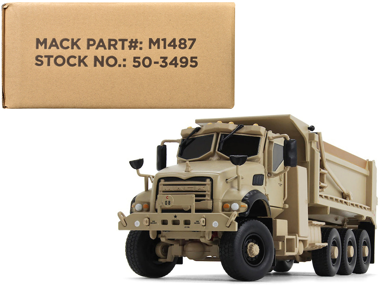 Mack Defense M917A3 Heavy Dump Truck Tan 1/50 Diecast Model by First Gear free shipping USA