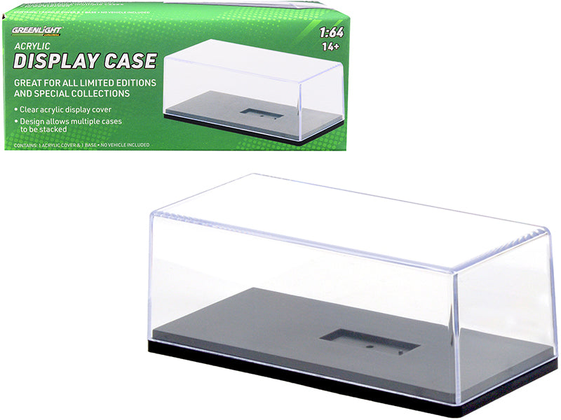 Collectible Acrylic Display Show Case with Black Plastic Base for 1/64 Scale Model Cars by Greenlight free shipping USA