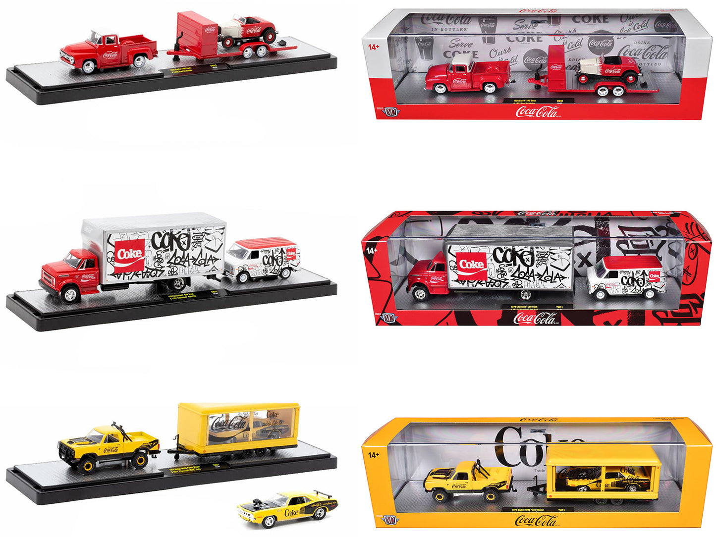 Auto Haulers "Coca-Cola" Set of 3 pieces Release 31 Limited Edition to 7250 pieces Worldwide 1/64 Diecast Models by M2 Machines free shipping USA