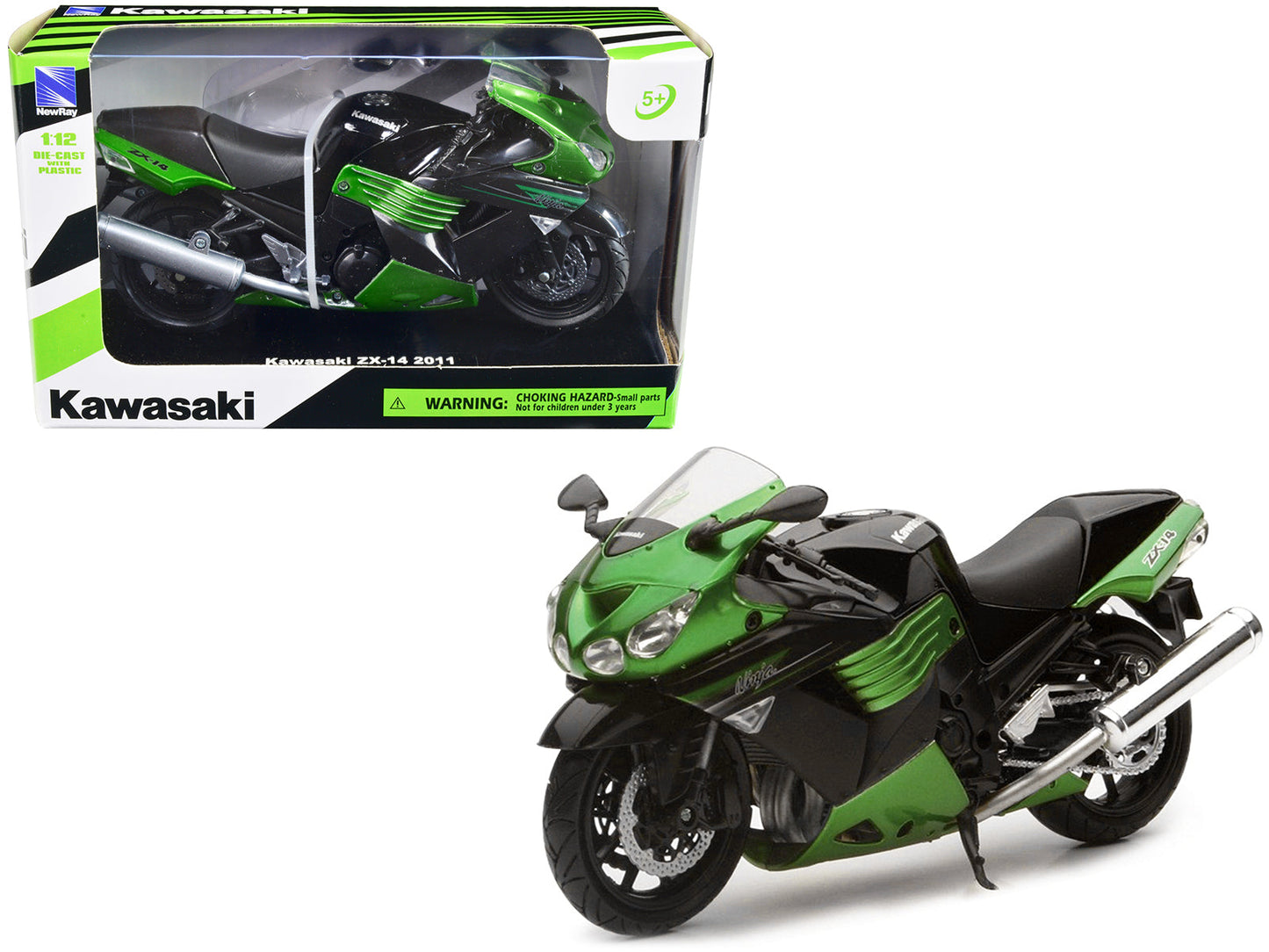 2011 Kawasaki ZX-14 Ninja Green Motorcycle Model 1/12 by New Ray free shipping USA