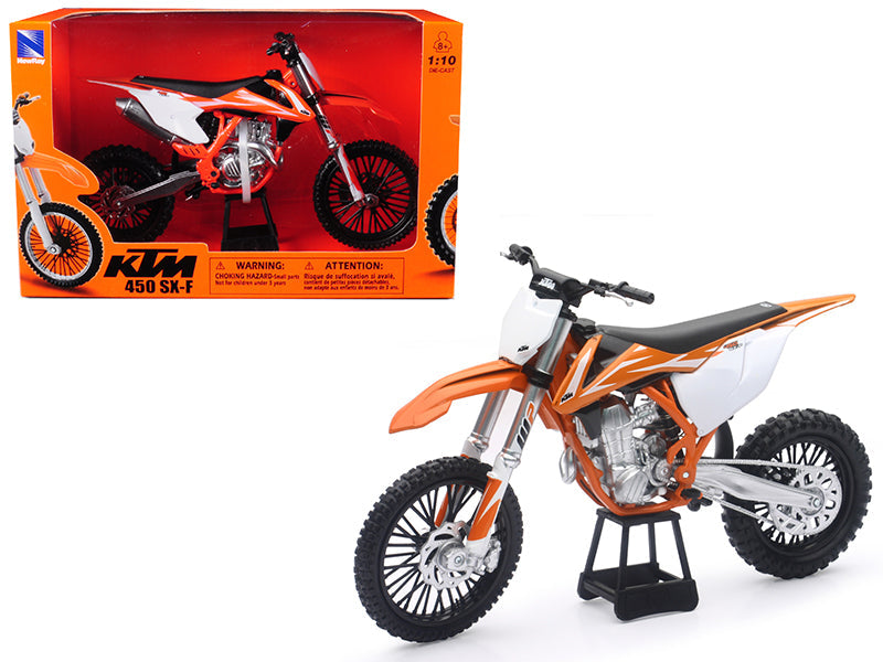 KTM 450 SX-F Dirt Bike Orange and White 1/10 Diecast Motorcycle Model by New Ray free shipping USA