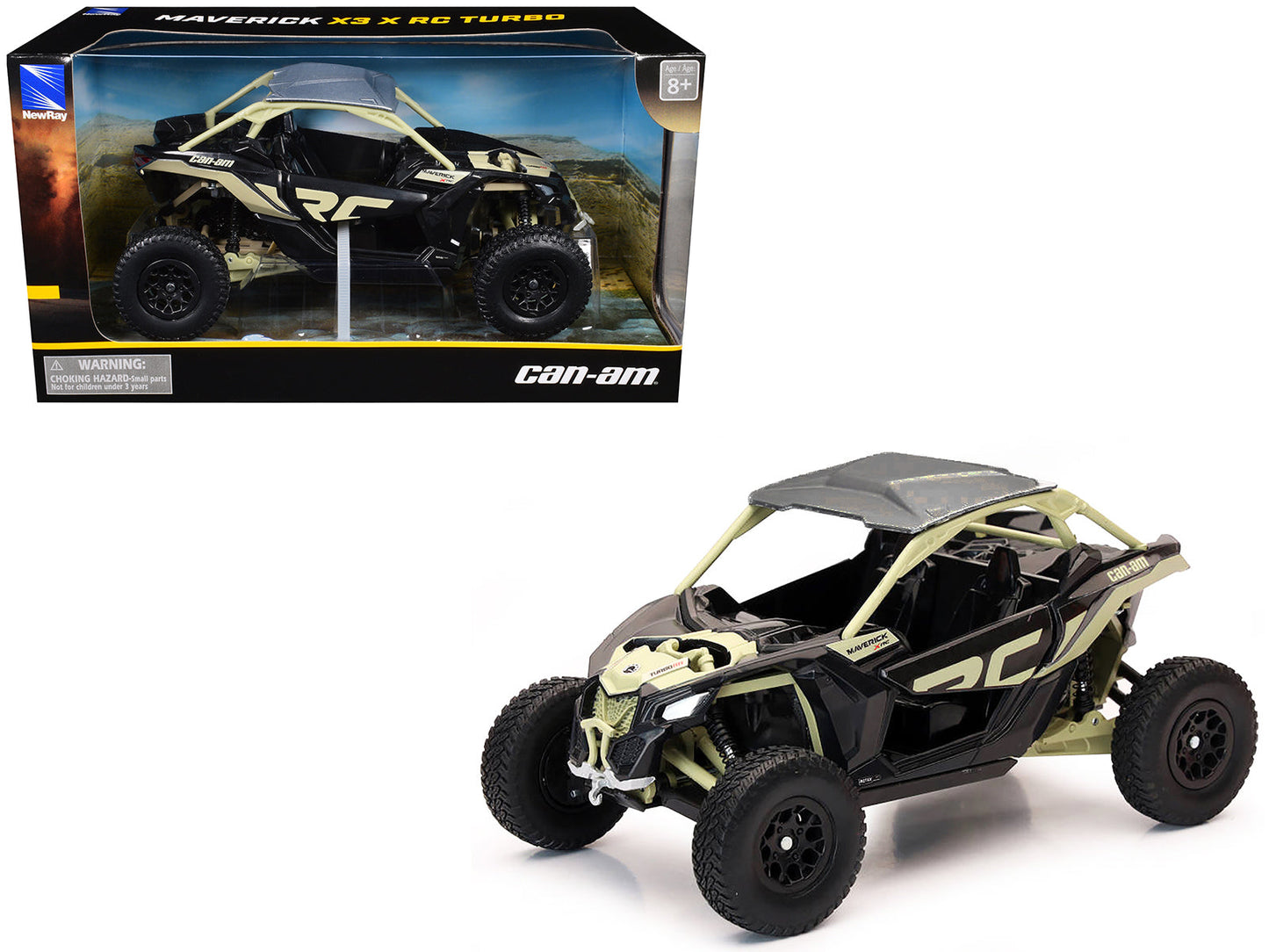 Can-Am Maverick X3 XRC Turbo ATV Tan and Black with Silver Top cast 1/18 Diecast Model by New Ray free shipping USA