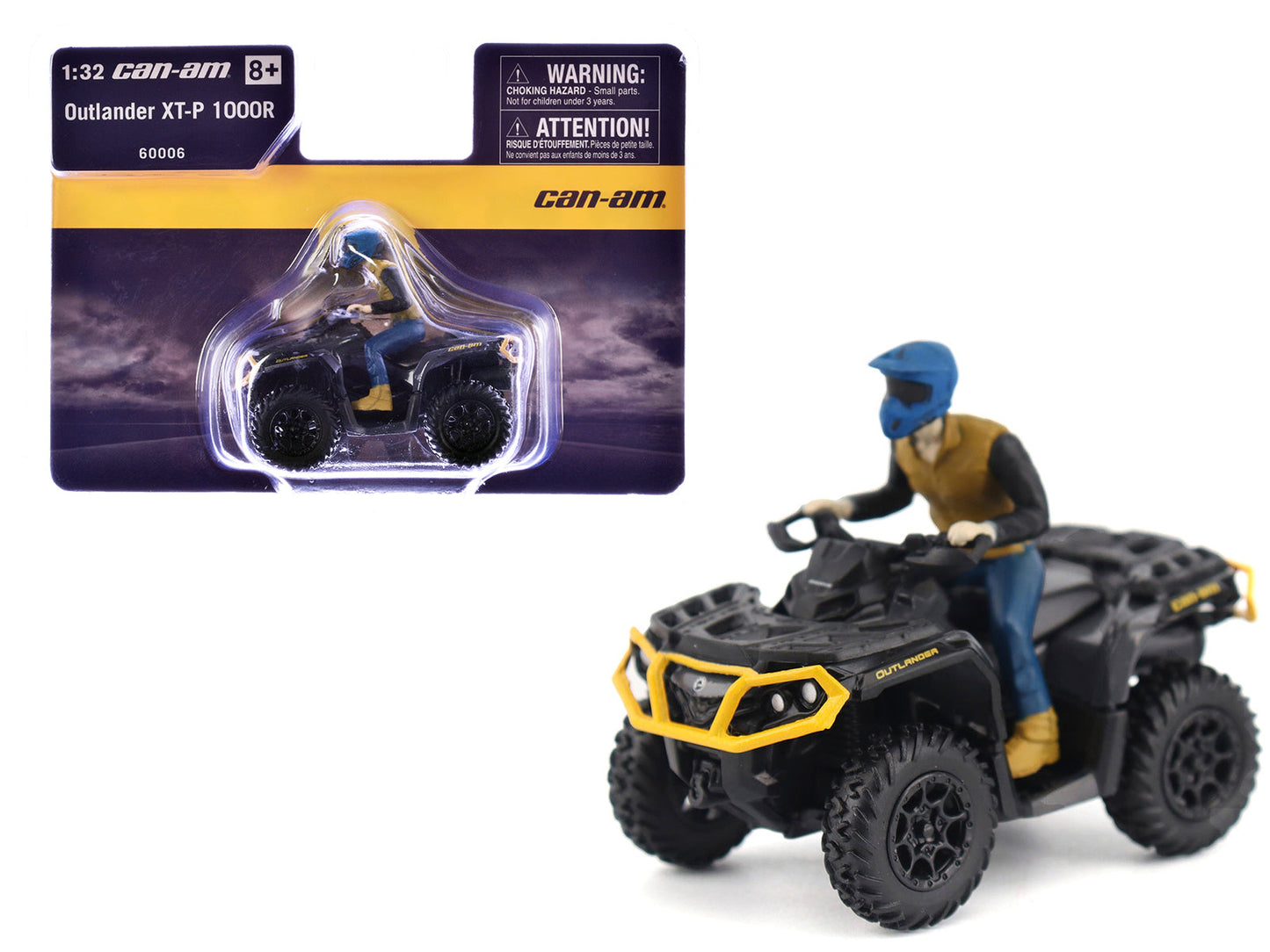 Can-Am Outlander XT-P 1000R ATV Iron Gray and Neo Yellow with Driver Figure 1/32 Diecast Model by BRP Models free shipping USA