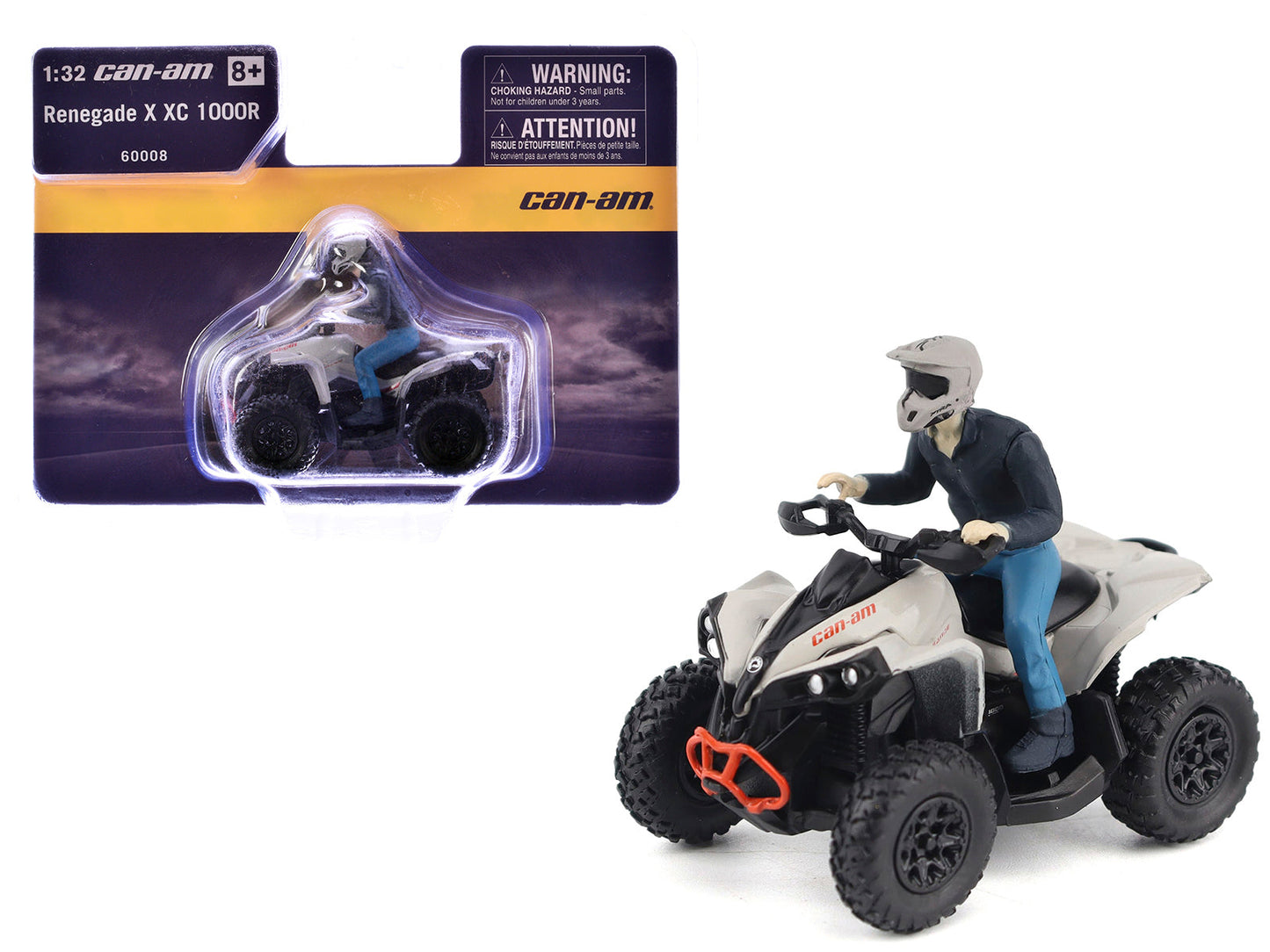 Can-Am Renegade X XC 1000R ATV Chalk Gray with Driver Figure 1/32 Diecast Model by BRP Models free shipping USA