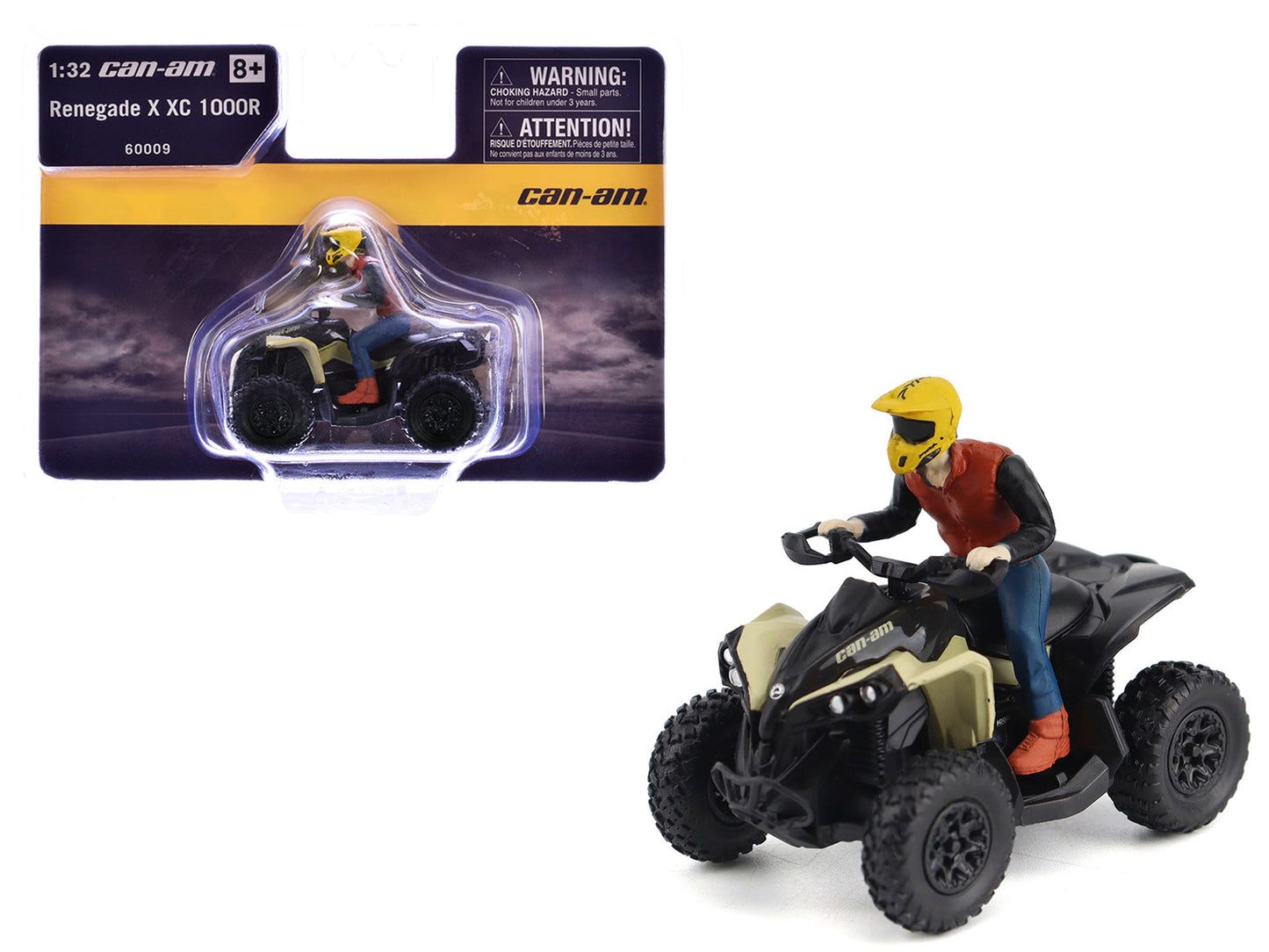 Can-Am Renegade X XC 1000R ATV Desert Tan with Driver Figure 1/32 Diecast Model by BRP Models free shipping USA