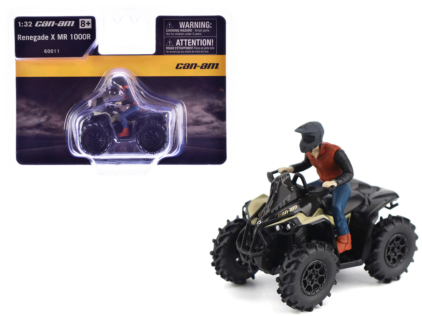 Can-Am Renegade X MR 1000R ATV Desert Tan with Driver Figure 1/32 Diecast Model by BRP Models free shipping USA