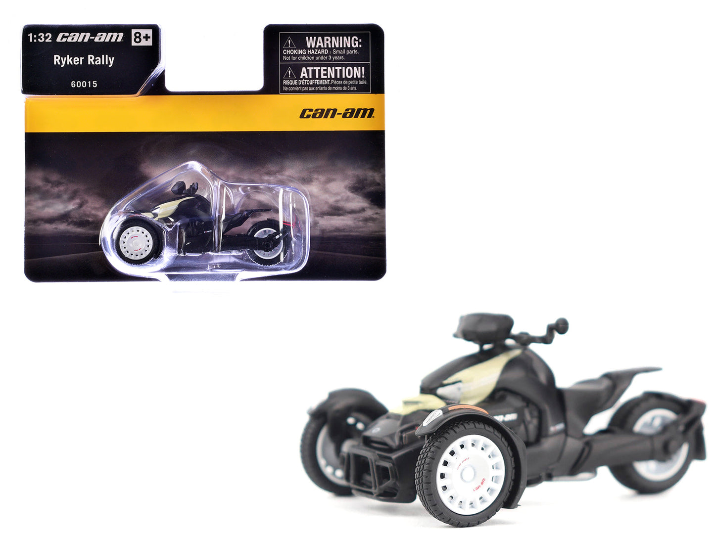 Can-Am Ryker Rally 3-Wheel Motorcycle Sand Storm and Black 1/32 Diecast Model by BRP Models free shipping USA