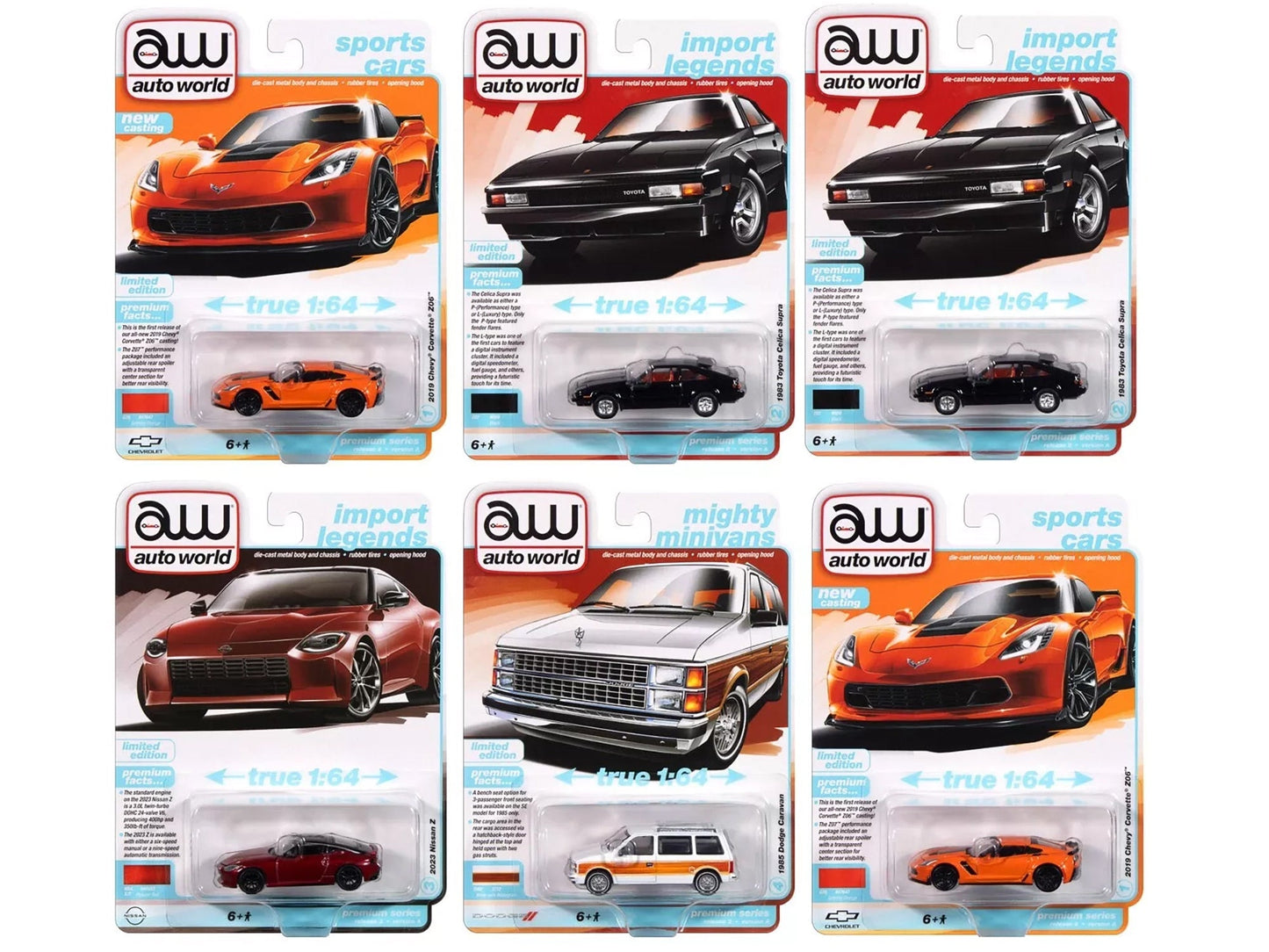 Auto World Premium 2024 Set A of 6 pieces Release 2 1/64 Diecast Model Cars by Auto World free shipping USA