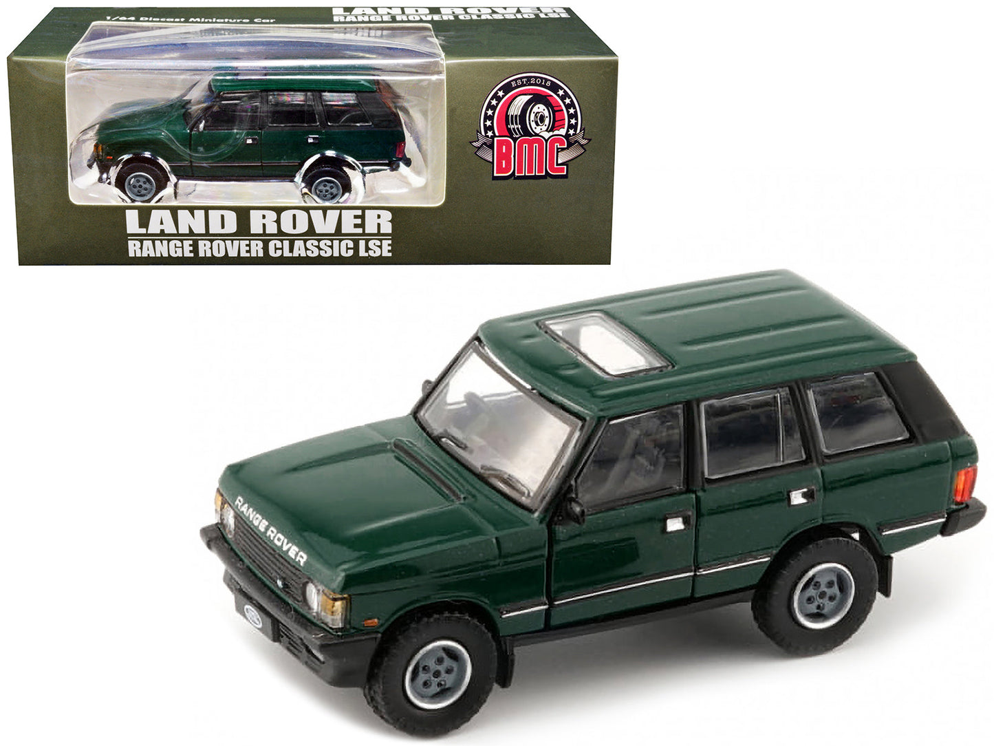 Land Rover Range Rover Classic LSE RHD (Right Hand Drive) Green with Sunroof with Extra Wheels 1/64 Diecast Model Car by BM Creations free shipping USA