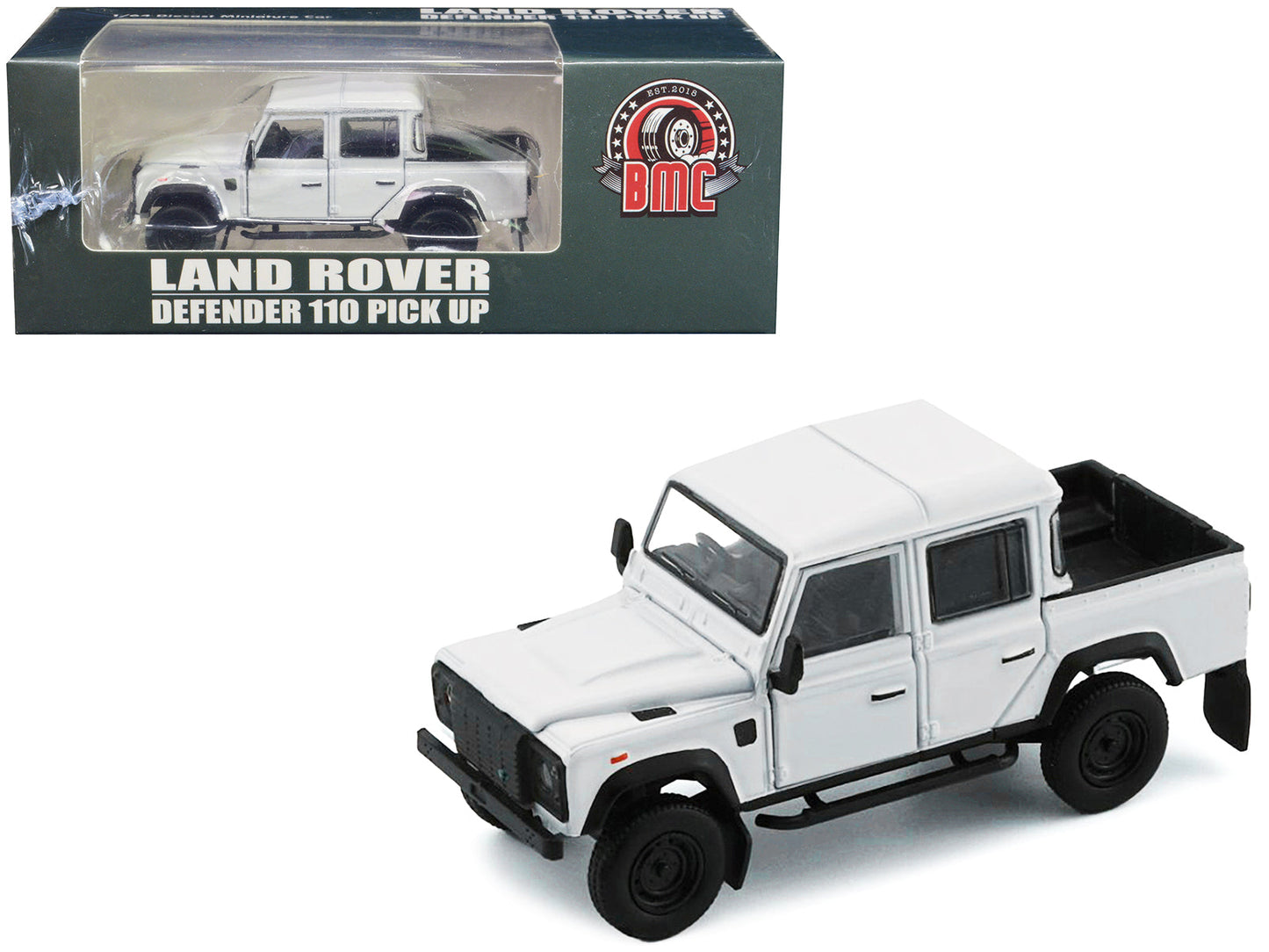 Land Rover Defender 110 Pickup Truck White with Extra Wheels 1/64 Diecast Model Car by BM Creations free shipping USA