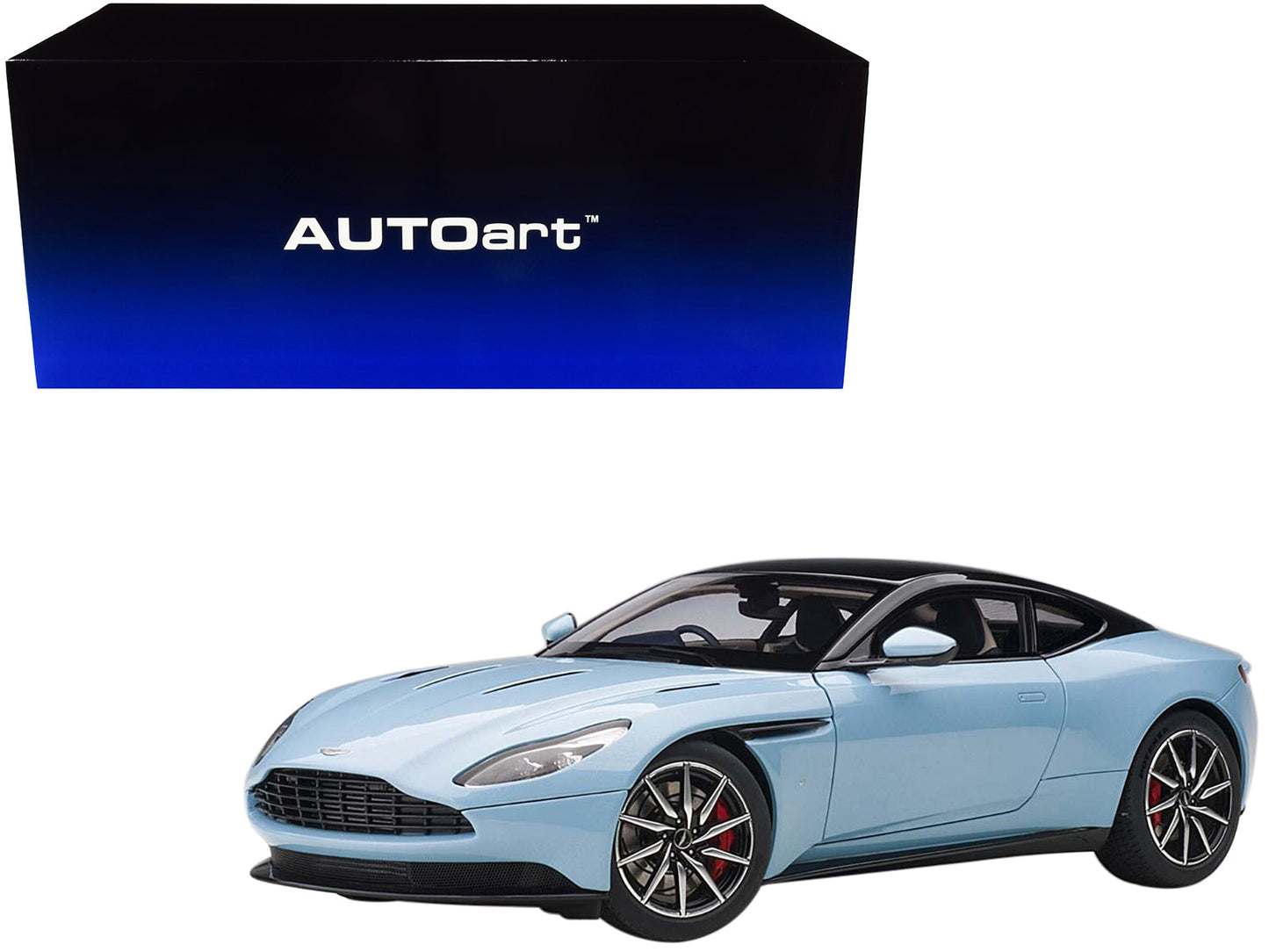 Aston Martin DB11 Q Frosted Glas Blue with Black Top 1/18 Model Car by Autoart free shipping USA