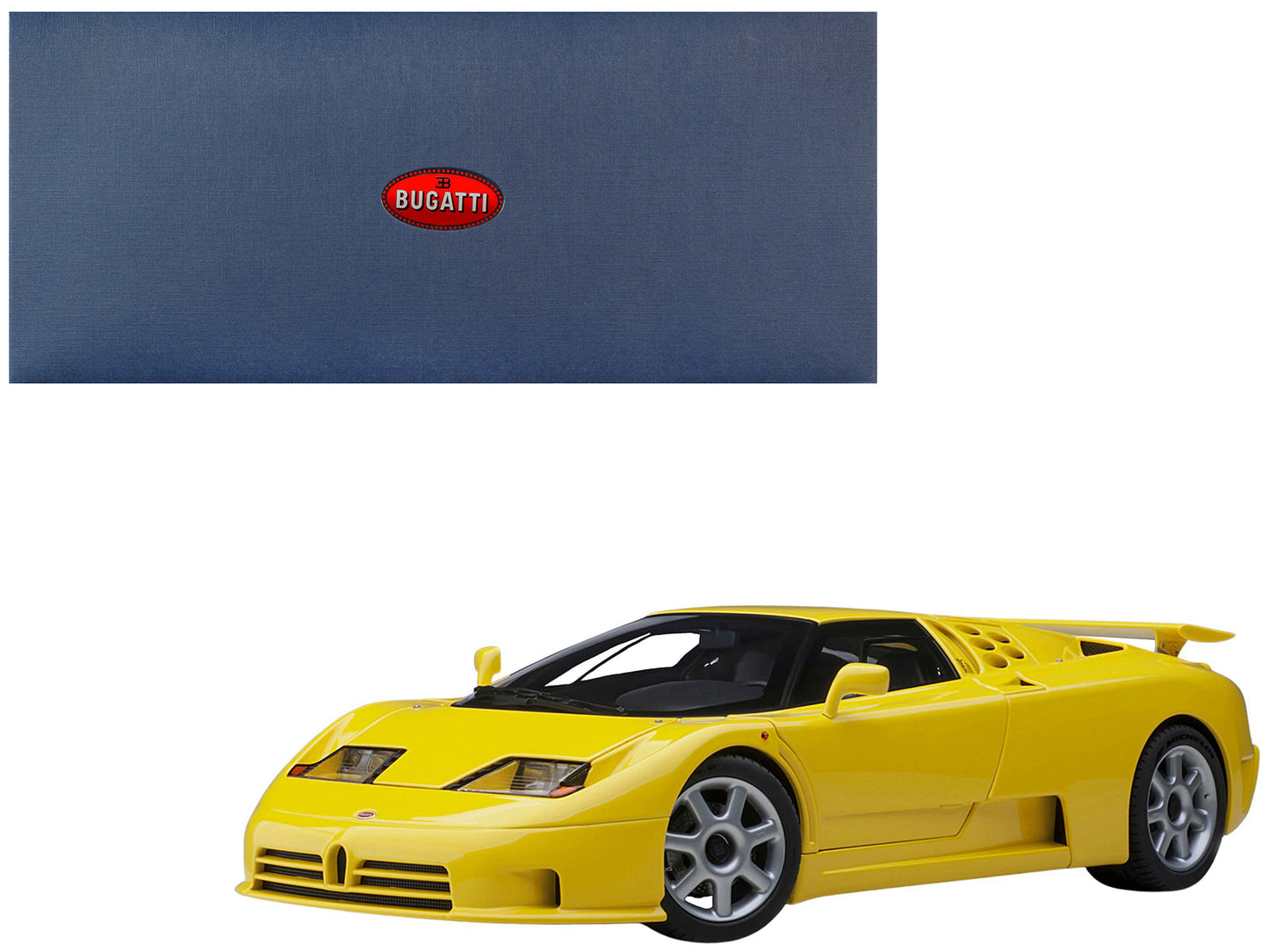 Bugatti EB110 SS Super Sport Giallo Bugatti Yellow with Silver Wheels 1/18 Model Car by Autoart free shipping USA