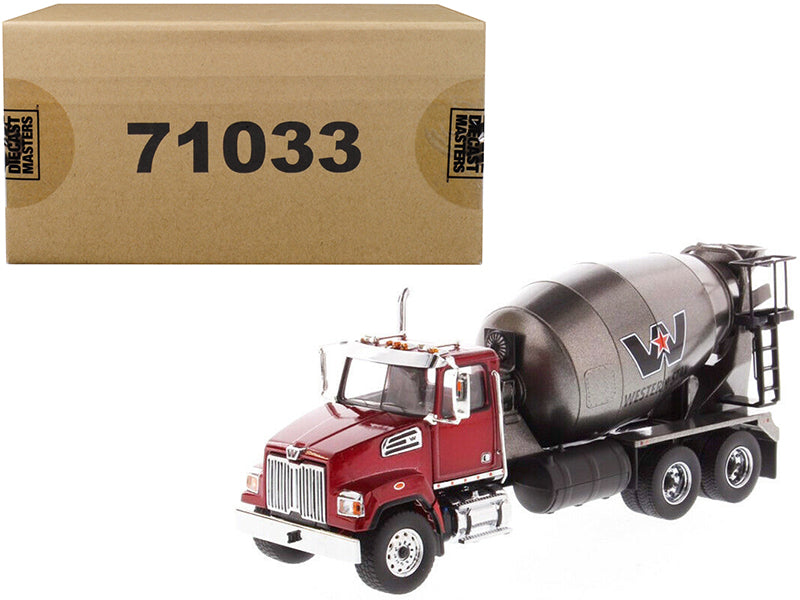 Western Star 4700 SF Concrete Mixer Truck Metallic Red with Gray Body 1/50 Diecast Model by Diecast Masters free shipping USA