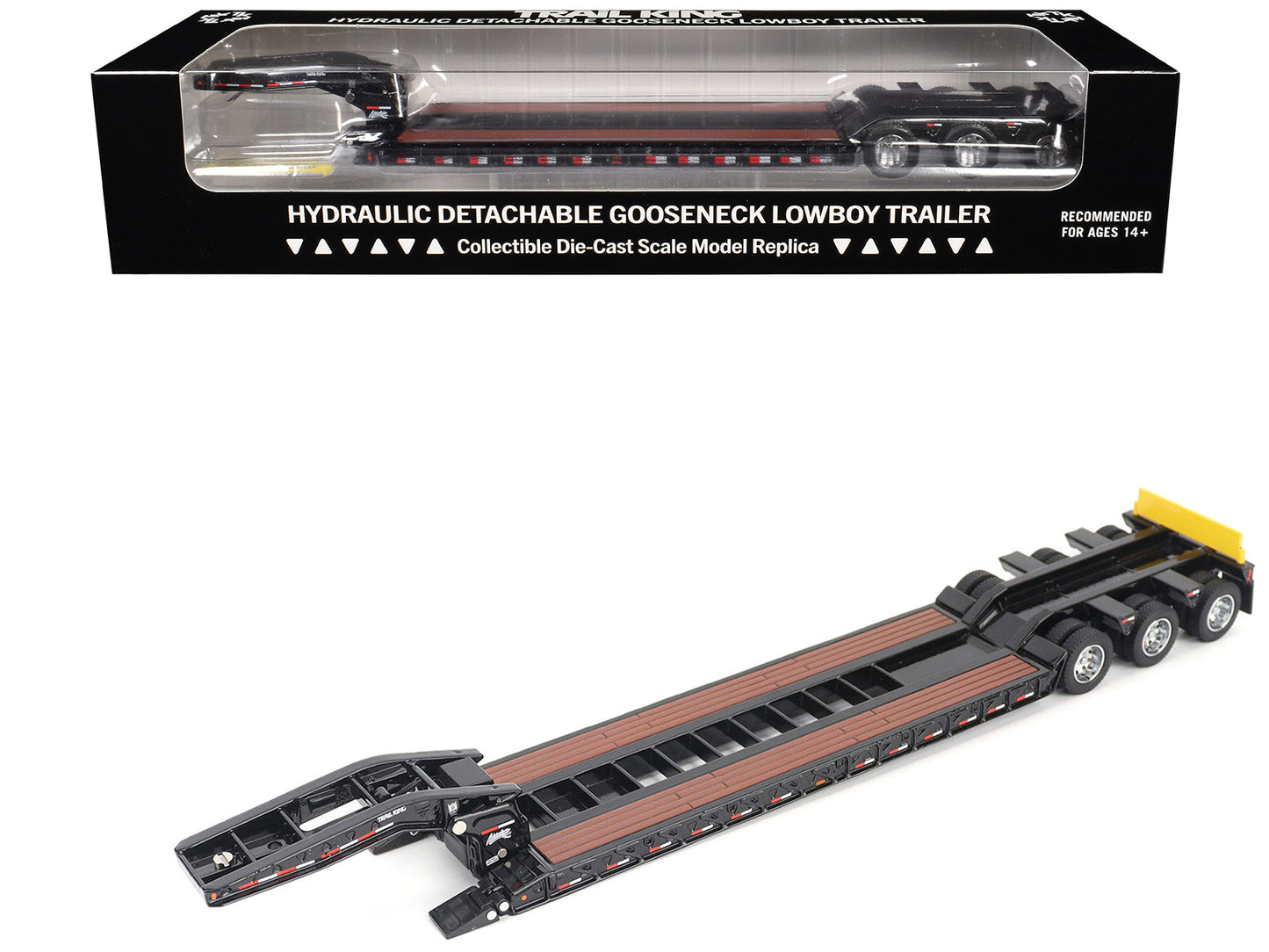 Trail King TK120 Hydraulic Detachable Gooseneck Lowboy Trailer Black (Regular Version) "Transport Series" 1/50 Diecast Model by Diecast Masters free shipping USA
