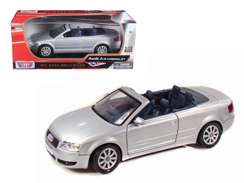2004 Audi A4 Cabriolet Silver 1/18 Diecast Model Car by Motormax free shipping USA
