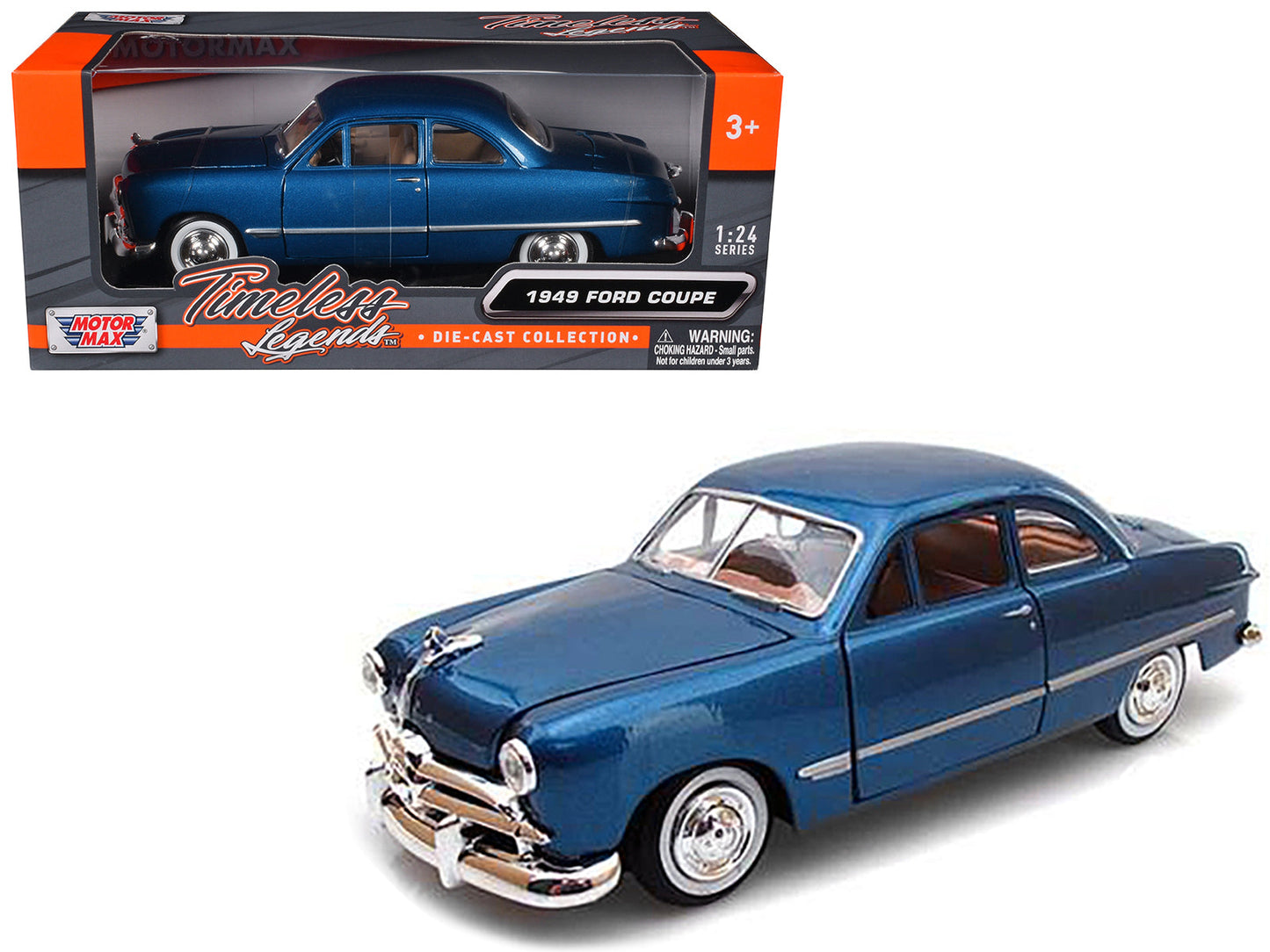 1949 Ford Coupe Blue 1/24 Diecast Model Car by Motormax free shipping USA