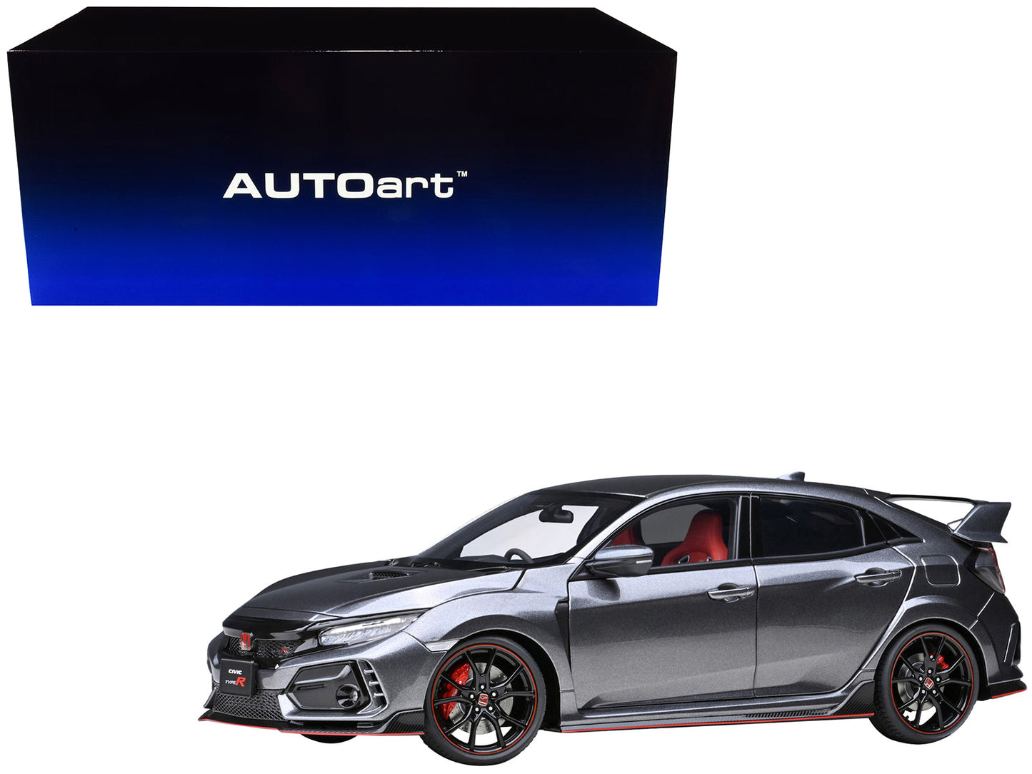 2021 Honda Civic Type R (FK8) RHD (Right Hand Drive) Polished Metal Gray Metallic 1/18 Model Car by Autoart free shipping USA