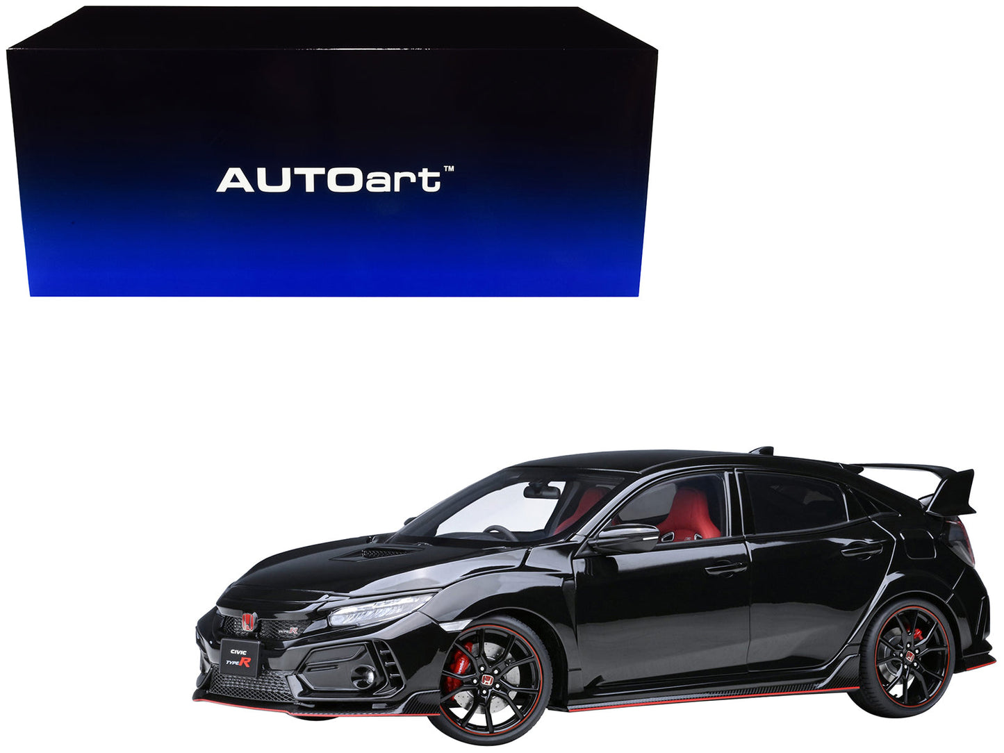 2021 Honda Civic Type R (FK8) RHD (Right Hand Drive) Crystal Black Pearl 1/18 Model Car by Autoart free shipping USA