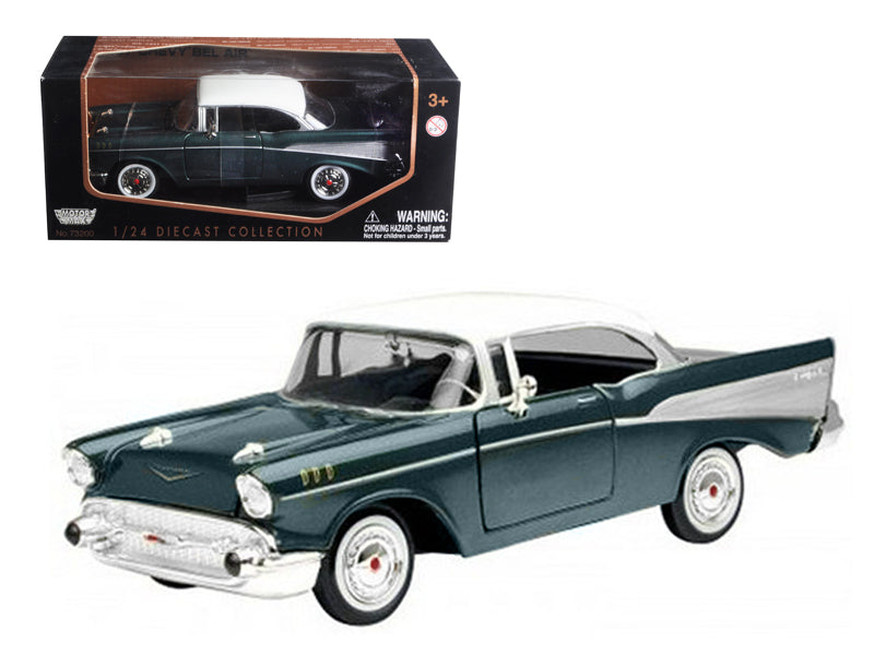 1957 Chevrolet Bel Air Green 1/24 Diecast Model Car by Motormax free shipping USA