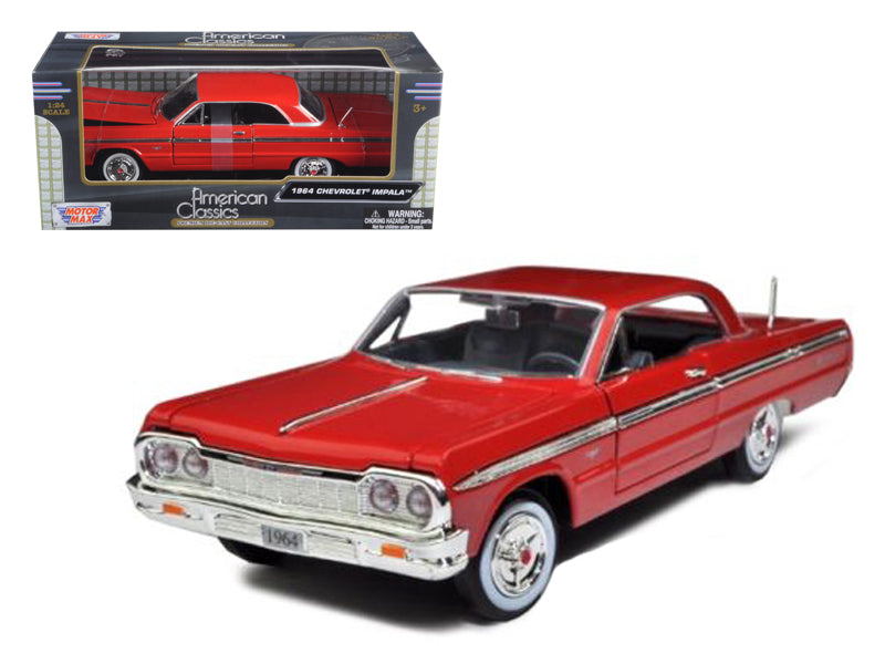 1964 Chevrolet Impala Red 1/24 Diecast Model Car by Motormax free shipping USA