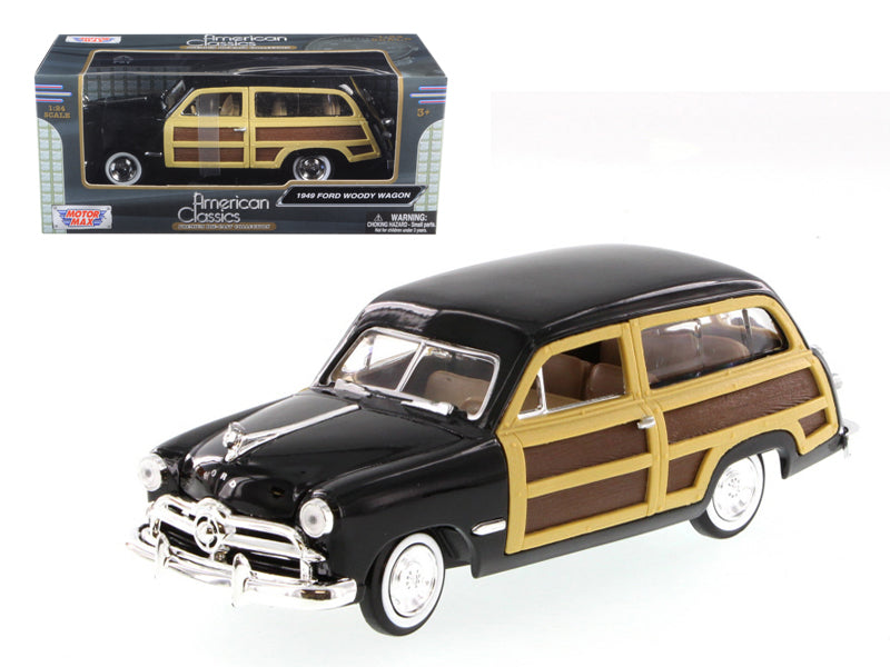1949 Ford Woody Wagon Black 1/24 Diecast Model Car by Motormax free shipping USA