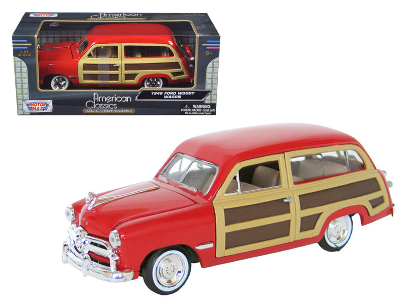 1949 Ford Woody Wagon Red 1/24 Diecast Model Car by Motormax free shipping USA