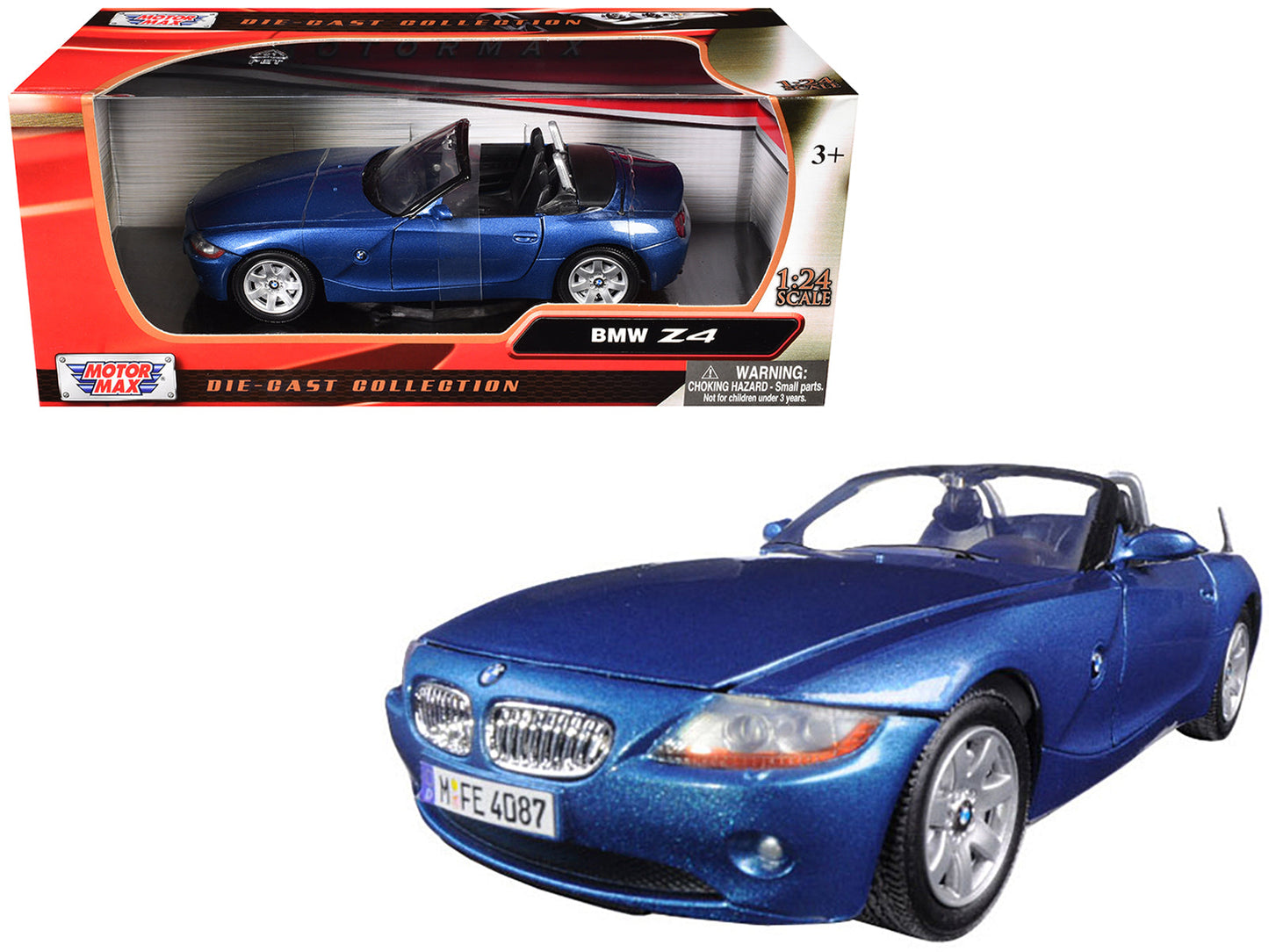 BMW Z4 Convertible Blue Metallic 1/24 Diecast Model Car by Motormax free shipping USA