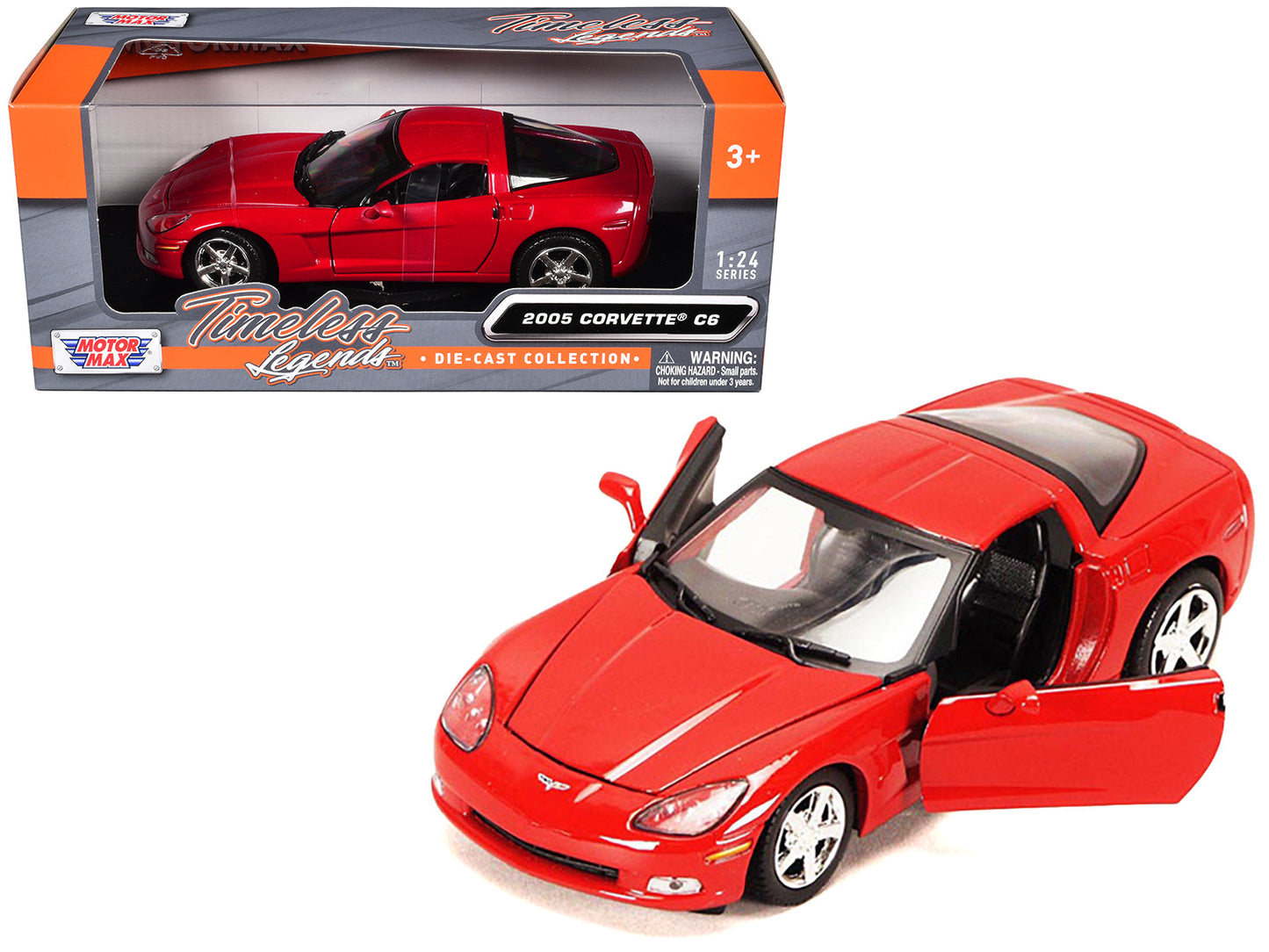 2005 Chevrolet Corvette C6 Coupe Red 1/24 Diecast Model Car by Motormax free shipping USA