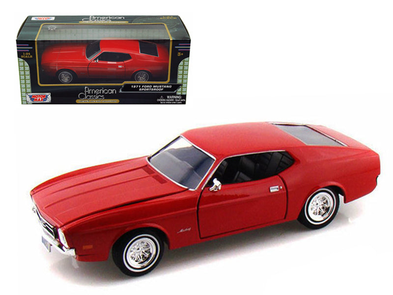 1971 Ford Mustang Sportsroof Red 1/24 Diecast Model Car by Motormax free shipping USA