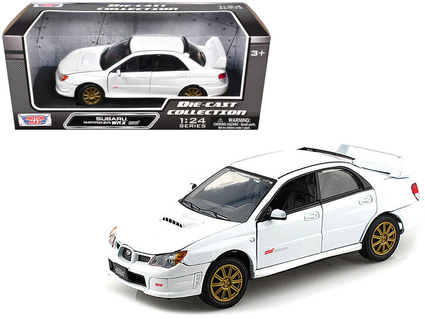 Subaru Impreza WRX STi White 1/24 Diecast Model Car by Motormax free shipping USA