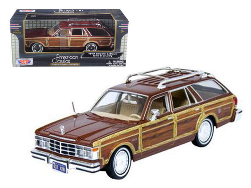 1979 Chrysler Lebaron Town and Country Burgundy 1/24 Diecast Model Car by Motormax free shipping USA
