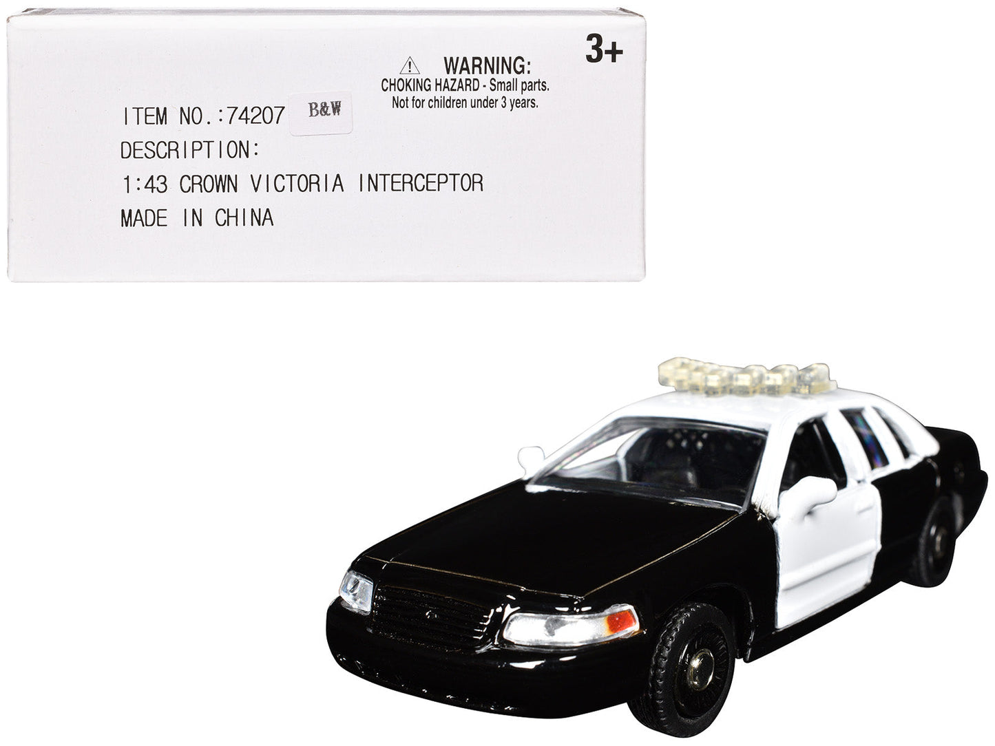 Ford Crown Victoria Police Interceptor Black and White 1/43 Diecast Model Car by Motormax free shipping USA